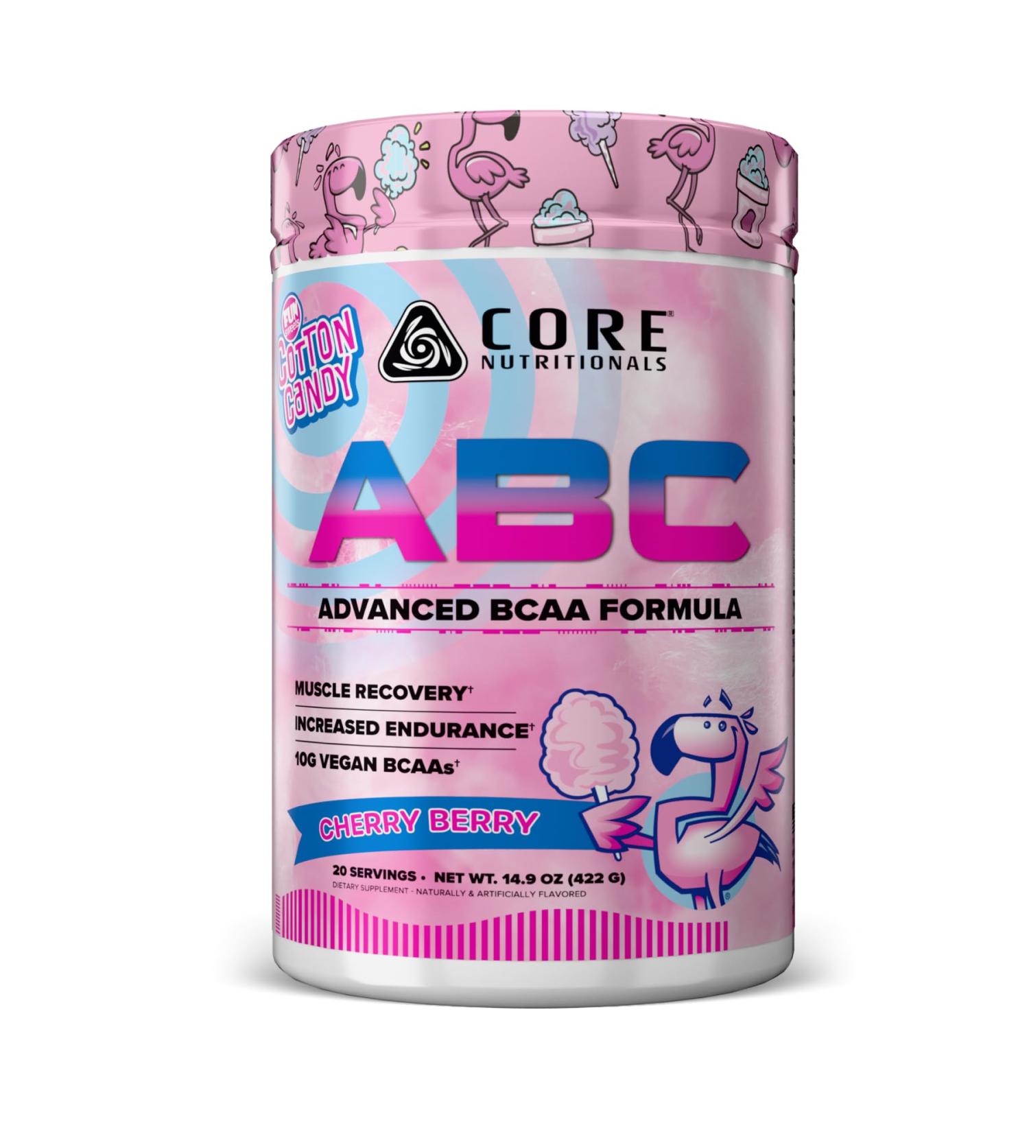 Core Nutritionals ABC Advanced BCAA Supplement | Amino Acid Recovery Blend | with Glutamine Beta Alanine Citrulline Malate | 20 Servings (Fun Sweets Cherry Berry)