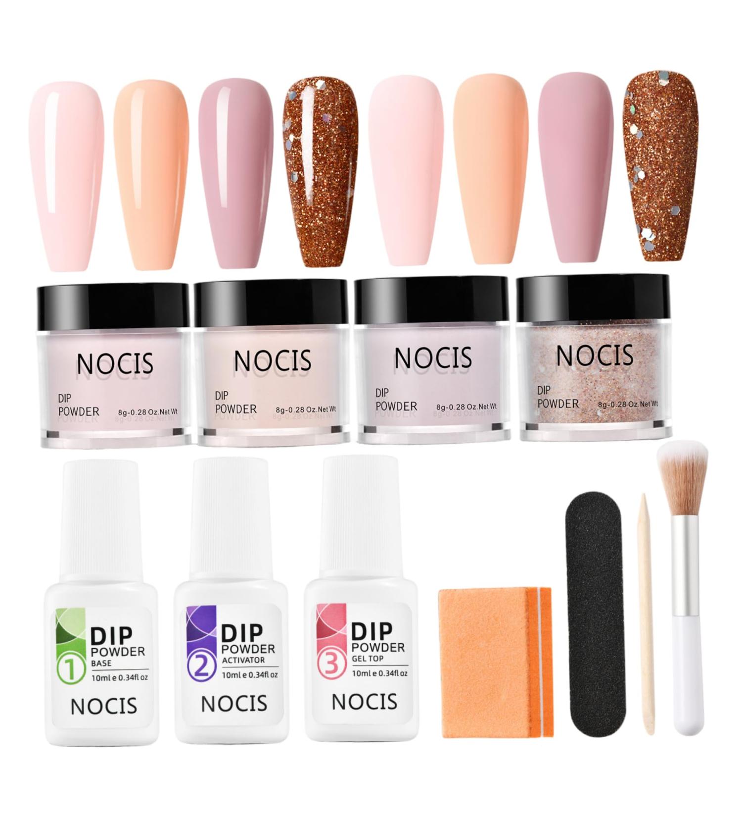 Kit de poudre de trempage pour ongles kit poudre trempage pour ongles 4 couleurs pour l'art salon bricolage domicile finition brillante ou givr e avec activateur couche finiti - Buy Online on GoSupps.com