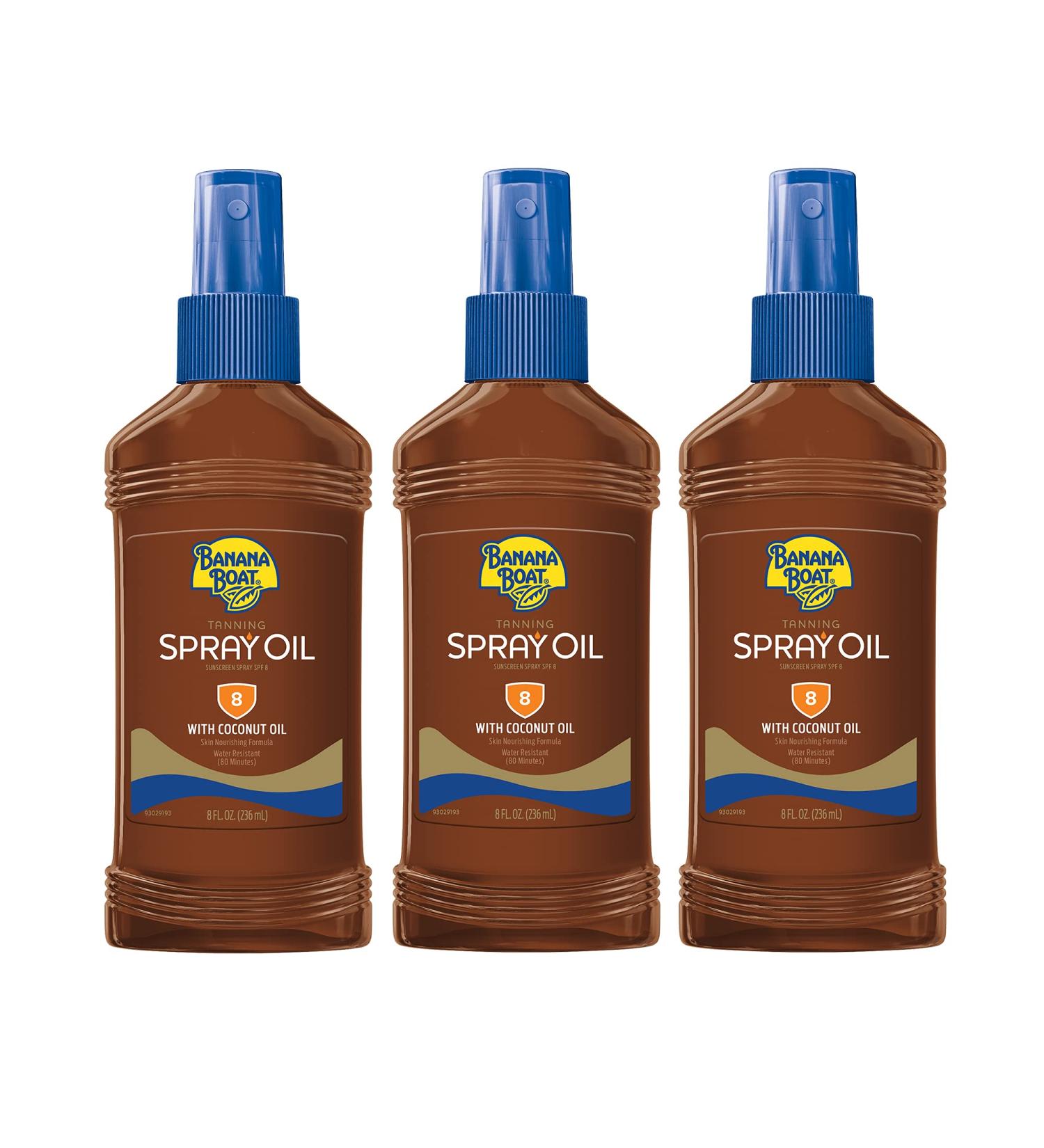 Banana Boat Deep Tanning Oil Sunscreen Spray with Coconut Oil SPF 8 8oz - Pack of 3 - Buy Online on GoSupps.com