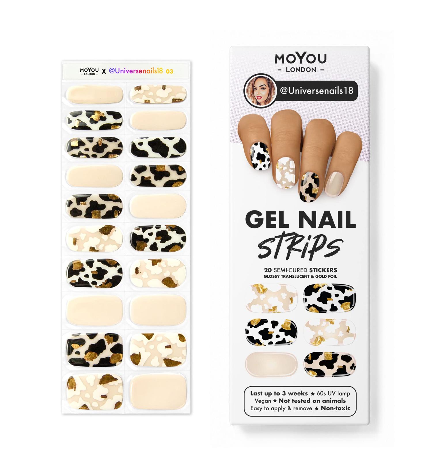 MOYOU LONDON Gel Nail Strips 20 Pc + 1 Free UV Lamp | Easy Apply & Remove for Salon-Quality Manicure - Buy Online on GoSupps.com