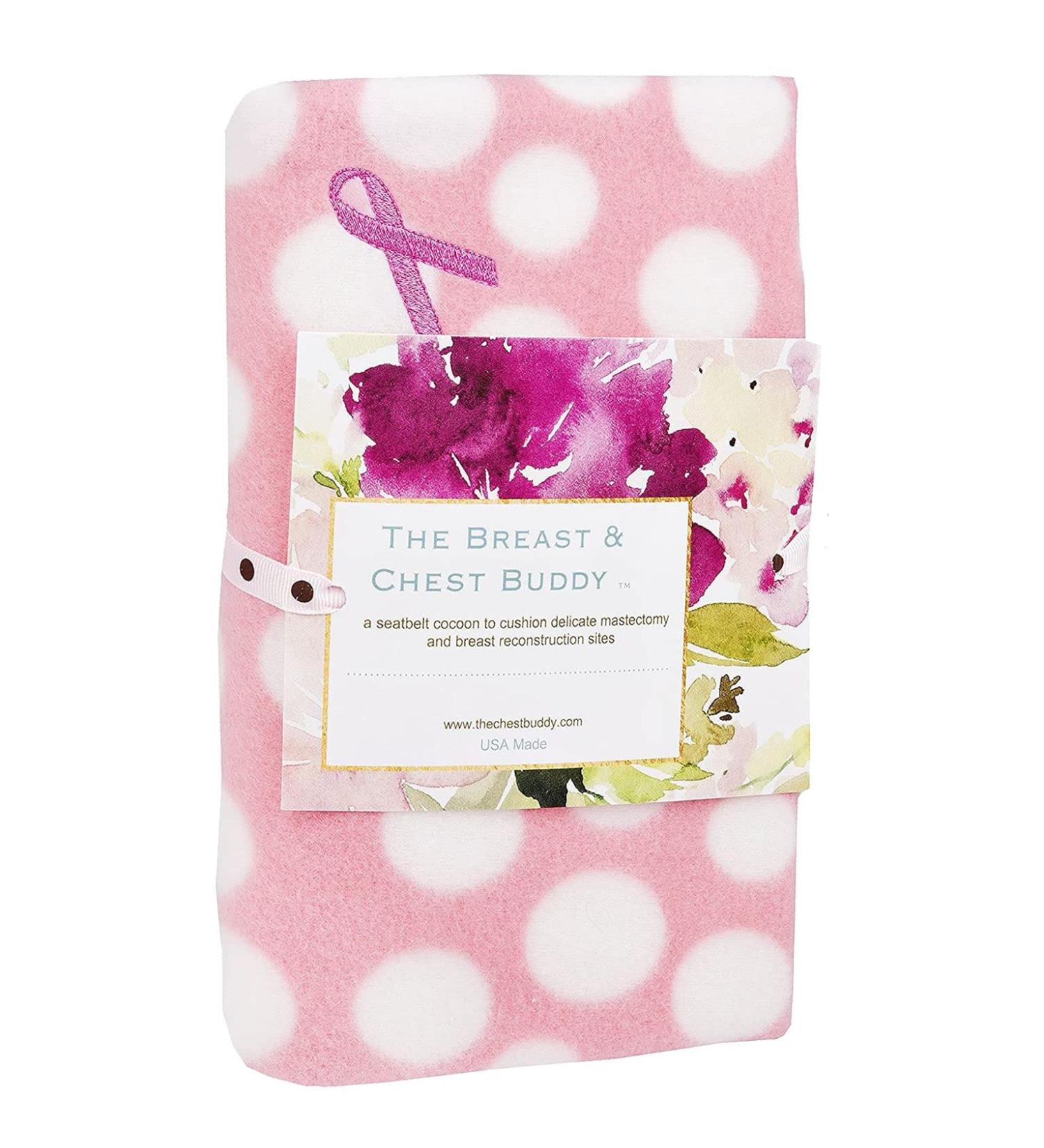 Breast and Chest Buddy Seatbelt Cushion for Mastectomy & Reconstruction | Polka Dots & Ribbon Design - Buy Online on GoSupps.com