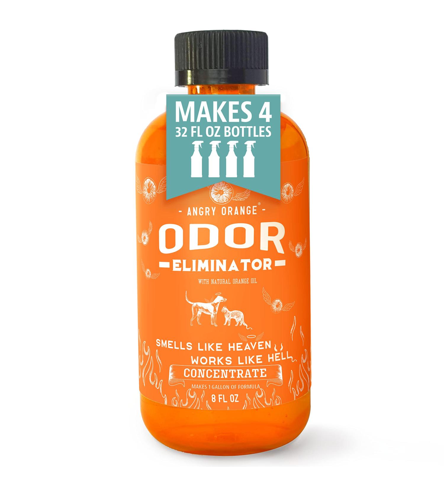Angry Orange Pet Odor Eliminator - 8oz Citrus Concentrate for Home - Removes Dog and Cat Urine Smells from Carpet, Grass, Tile, Furniture - Makes 128oz Liquid - Buy Online on GoSupps.com