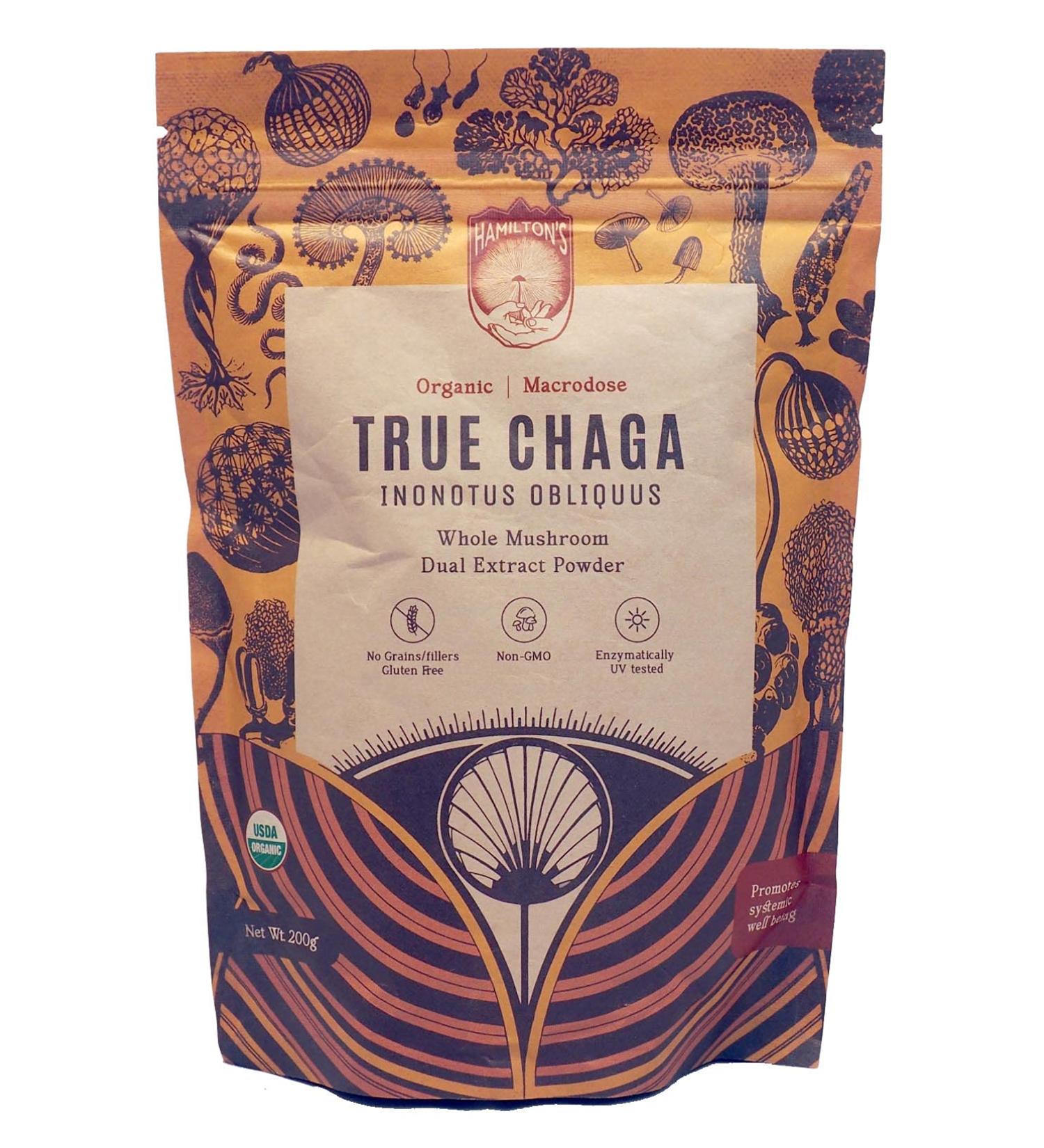 Hamilton's True Chaga | Organic Mushroom Extract Powder for Immune Support Skin and Hair Health | High Potency | 30% Beta Glucans | No Additives | GF Non-GMO Vegan (200g) 7.05 Ounce (Pack of 1) - Buy Online on GoSupps.com