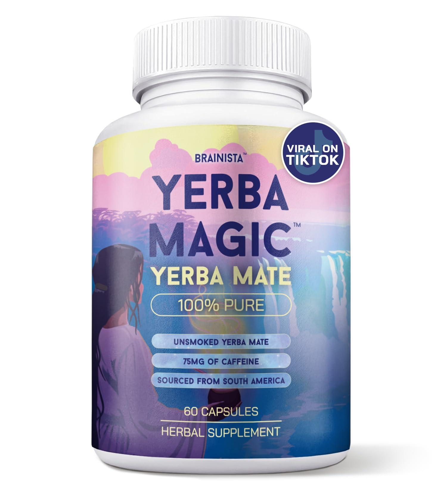 Yerba Magic Yerba Mate Capsules - 100% Pure Extract High Potency Energy & Focus - 75mg Clean Caffeine Yerba Mate Pill No Jitters No Fillers - Unsmoked South American Sourced - 60 Day Supply - Buy Online on GoSupps.com