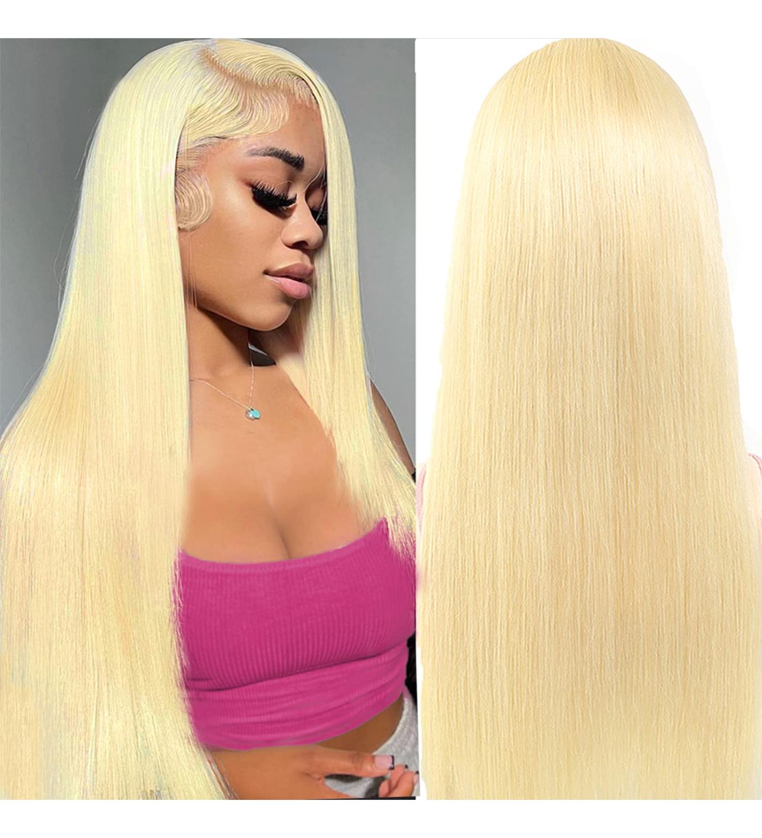 20 613 Blonde Lace Front Wig Human Hair - Pre Plucked, 150% Density, 13x4 HD Frontal Wigs for Women - 10A Brazilian Straight with Baby Hairline - Buy Online on GoSupps.com