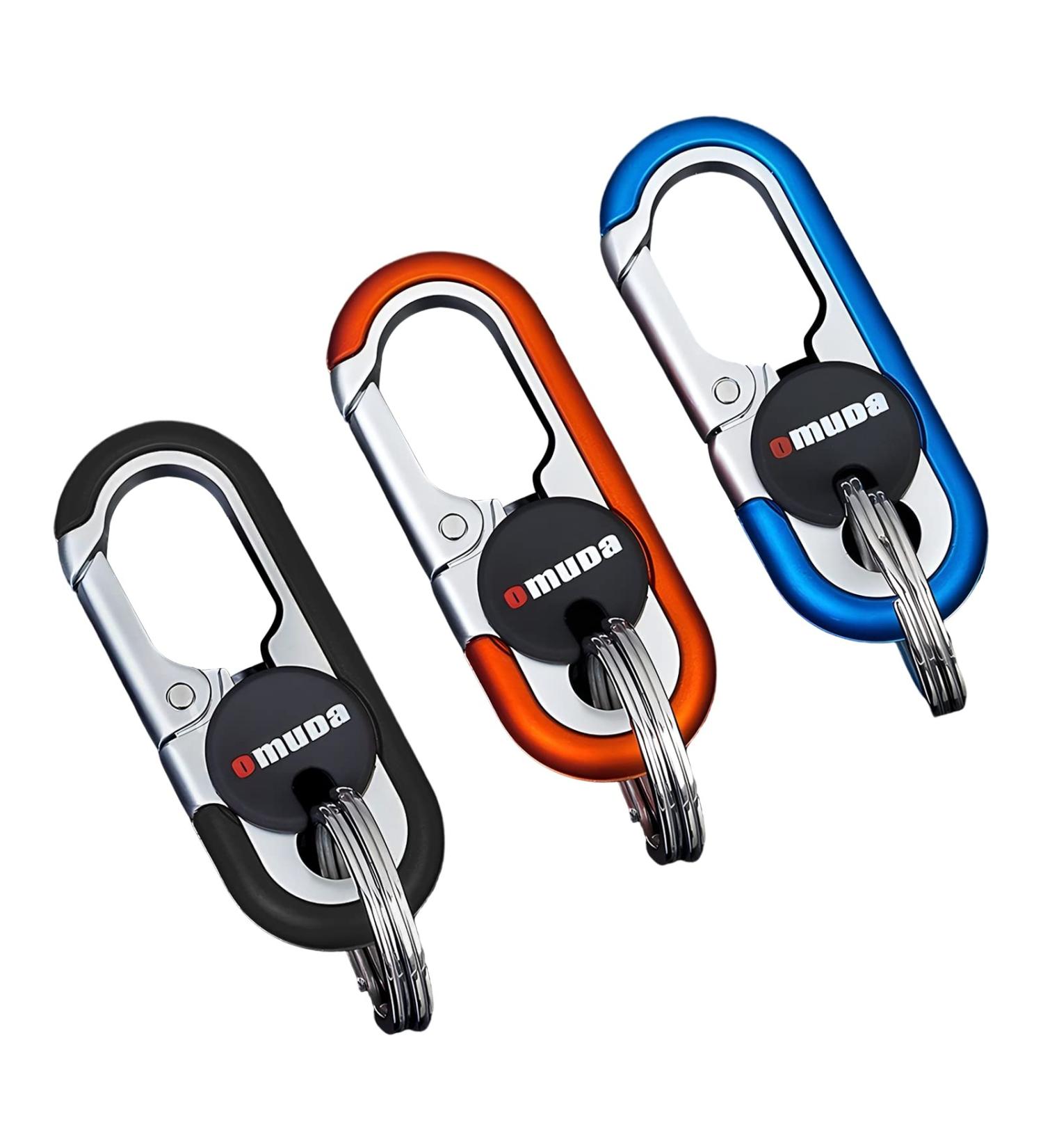Buy Tuzhe Keychain Carabiner Set - 3 Rust-Free Steel Carabiners with 6 Key Rings in Black Red Blue | International Shipping Available - Buy Online on GoSupps.com
