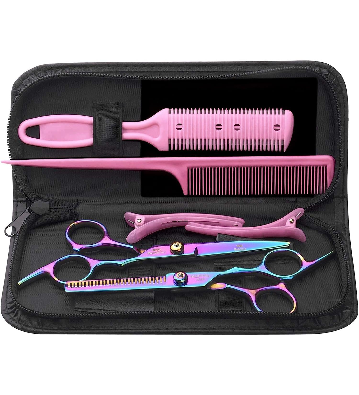 8PCS Professional Hair Cutting Scissors Kit - Stainless Steel Hairdressing & Thinning Scissors for Salon, Barbers, Men, Women, Kids & Pets - Buy Online on GoSupps.com