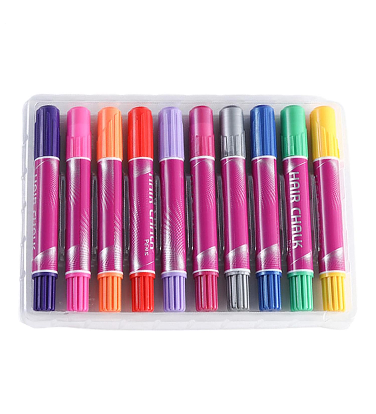 Craie Capillaire pour Filles - 10 Couleurs Stylos Coloration Cheveux - Marqueurs Temporaires Lavables Kit Maquillage Jouet Amusant Pour Filles Adultes Cosplay - Buy Online on GoSupps.com