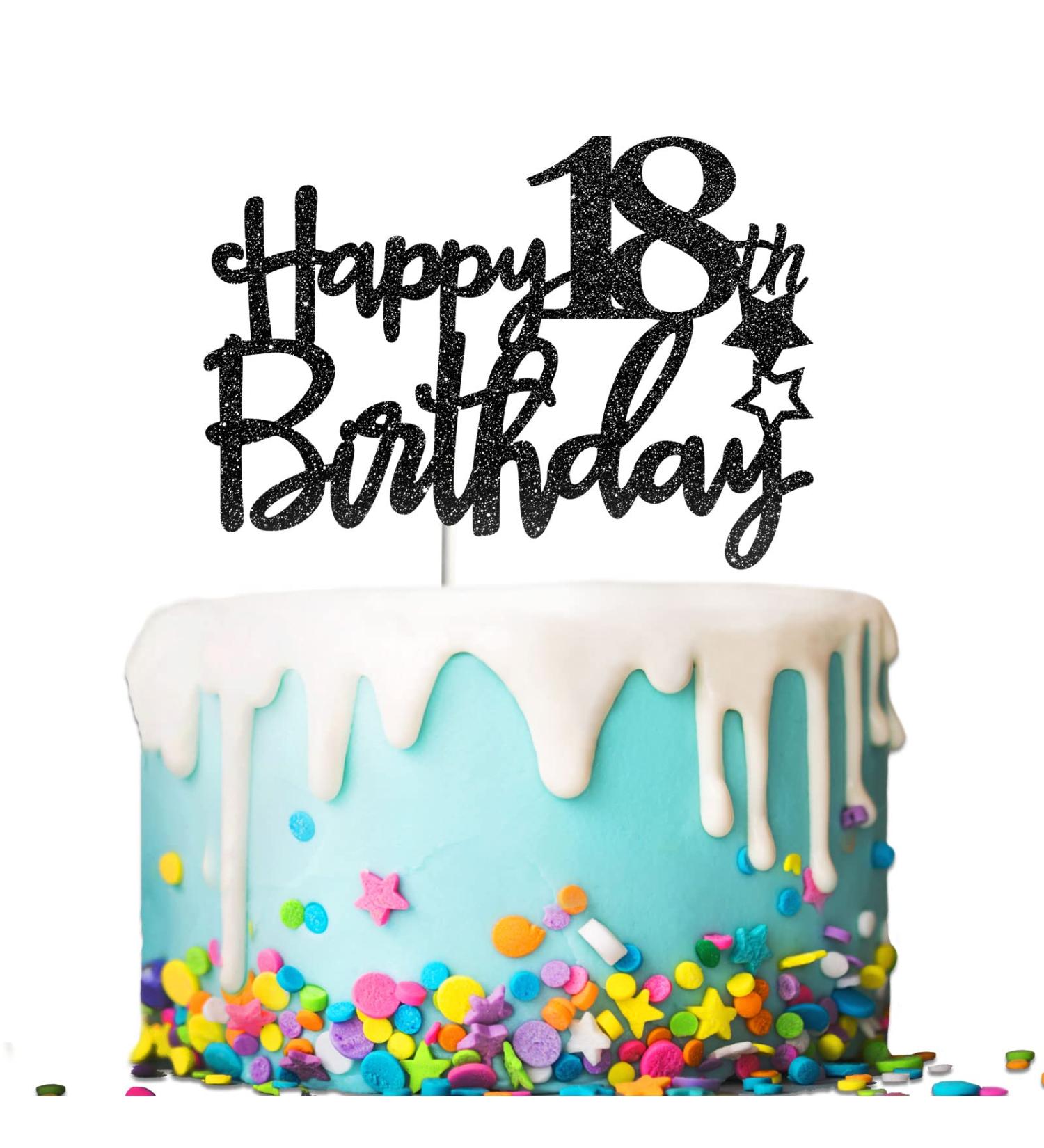 Tenhaisi Glitter Black Happy 18th Birthday Cake Topper 18th Birthday Party Decoration - 18 and Fabulous Birthday Topper for Cake - Cheers To 18 Years Wedding Anniversary/Birthday Party Decoration - Buy Online on GoSupps.com