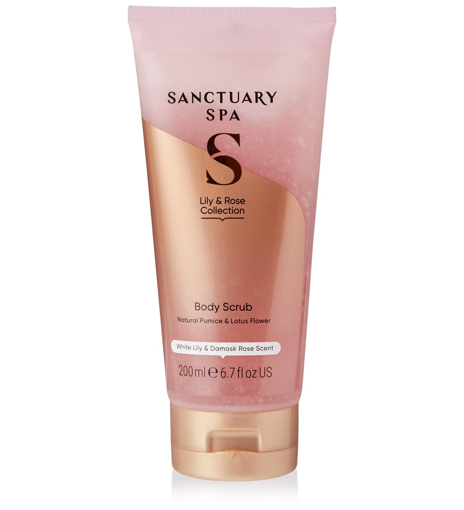 Sanctuary Spa Lily & Rose Body Scrub - Exfoliating, Mineral Oil Free, Cruelty Free & Vegan (200ml) - Buy Online on GoSupps.com