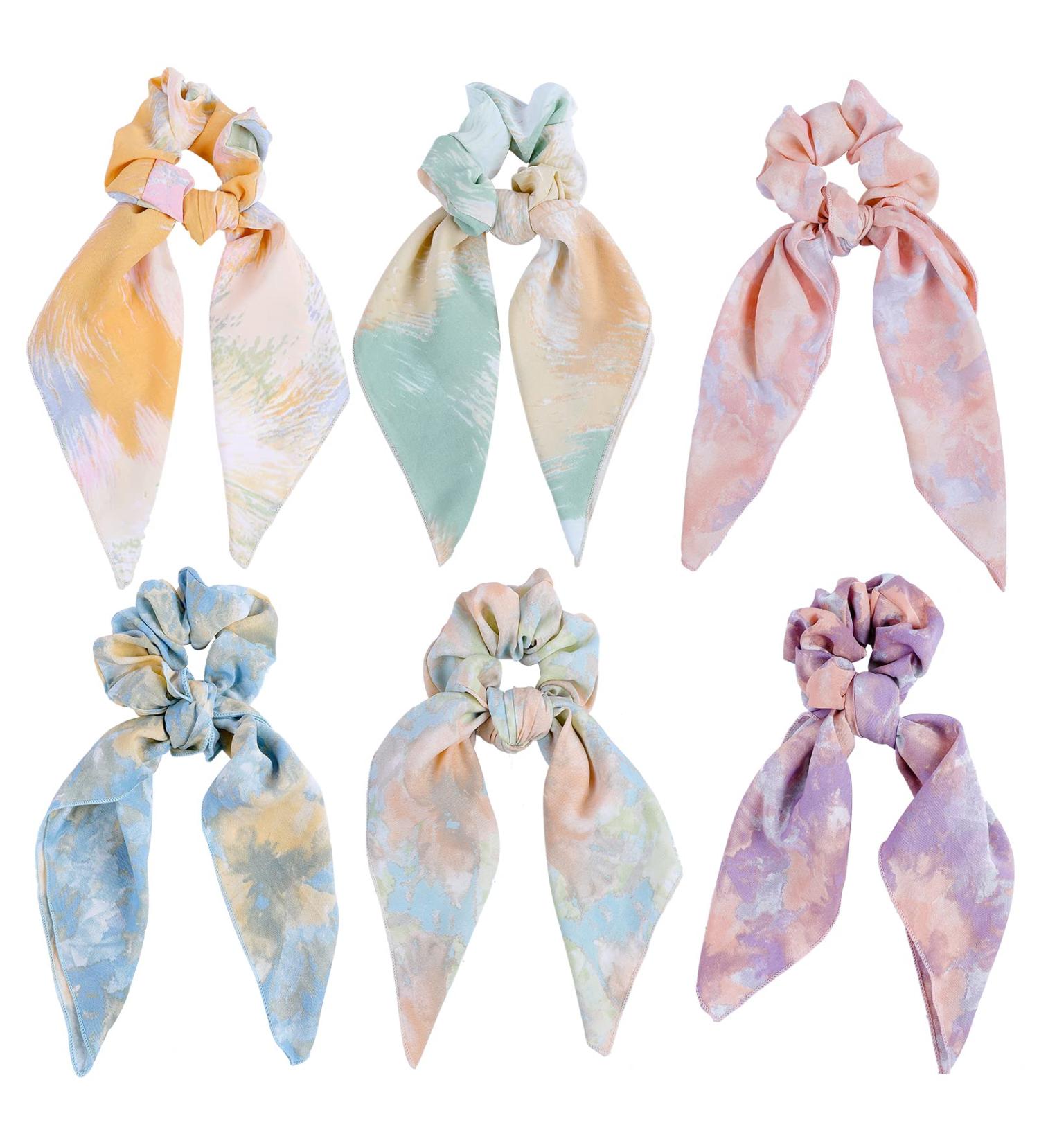 Cutewing Hair Scrunchies Scarf Set - 6PCS Ponytail Ties with Chiffon Scarf Design for Women and Girls - Buy Online on GoSupps.com