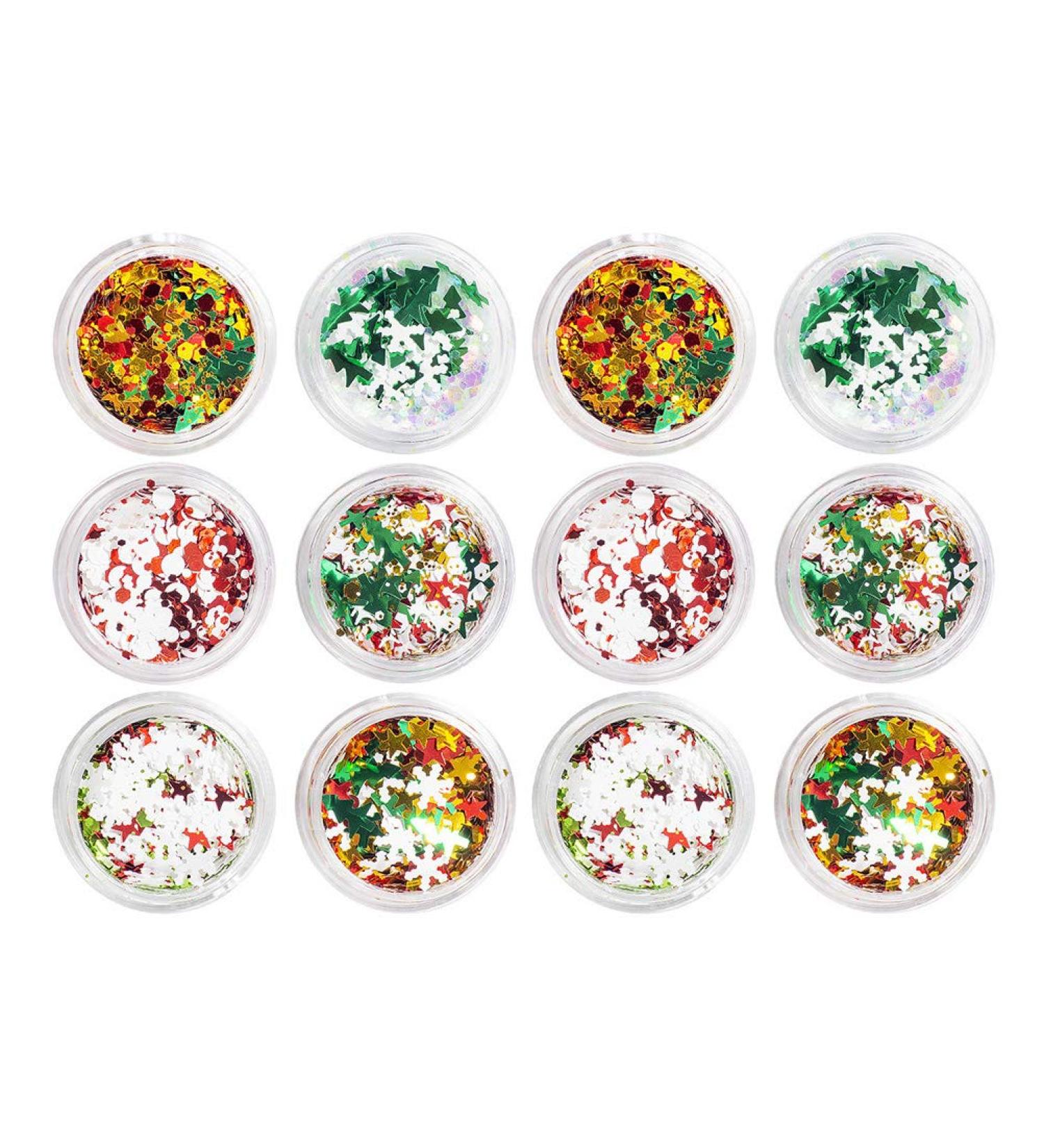 12 Boxes Christmas Nail Art Ornaments Christmas Nail Decoration Snowflake Nail Sequins Reindeer Nail Stickers Snowflake Manicure Sticker Nail Nail Supplies Plastic - Buy Online on GoSupps.com