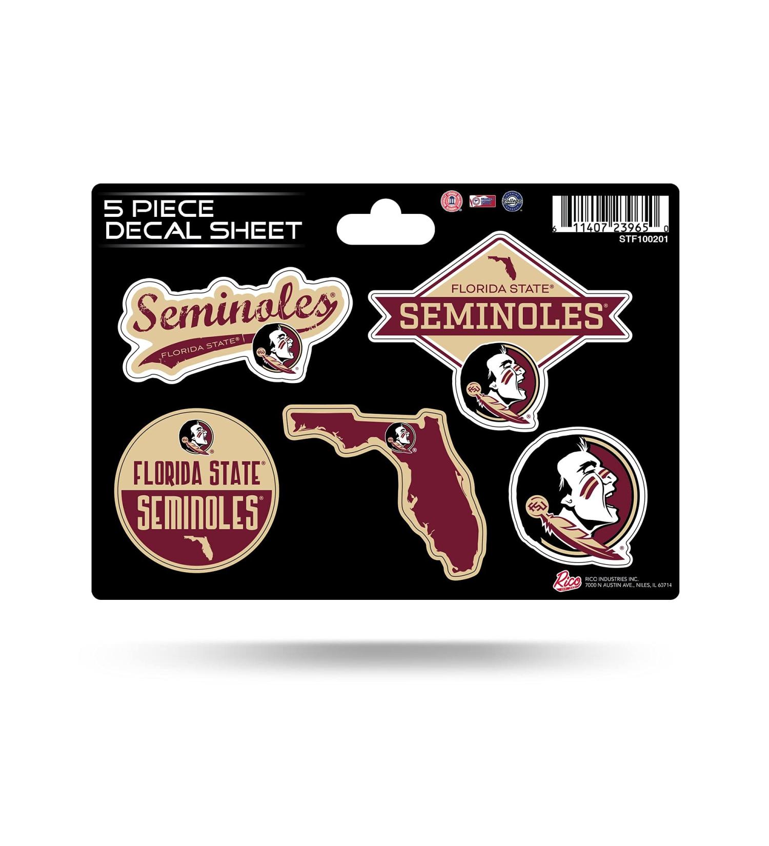 Florida State Seminoles NCAA 5-Pc Sticker Sheet by Rico Industries - Buy Online on GoSupps.com