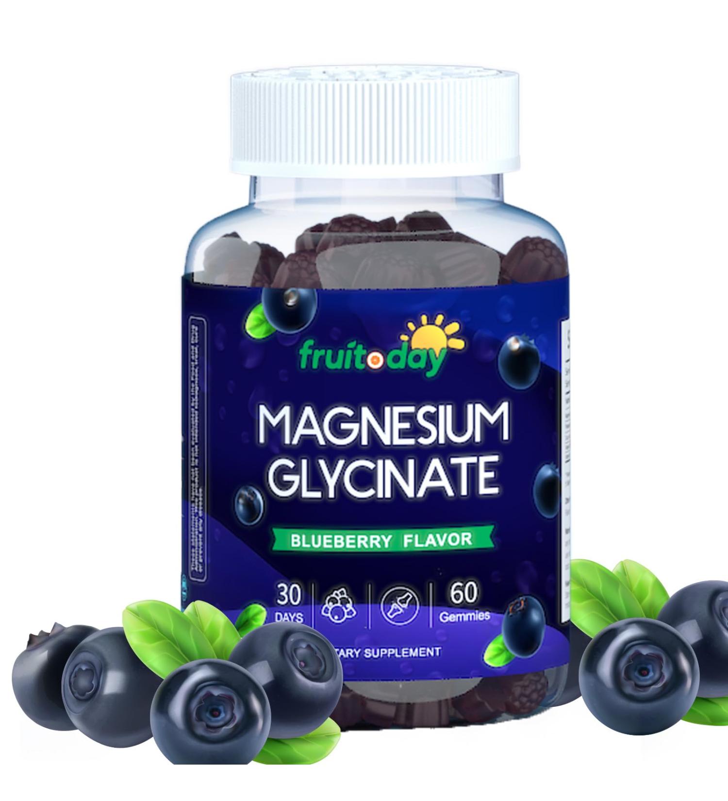 Fruitoday Magnesium Glycinate Gummies with Vitamin D3, B6, Calcium & Potassium, Blueberry Flavor, 60 Count - Buy Online on GoSupps.com