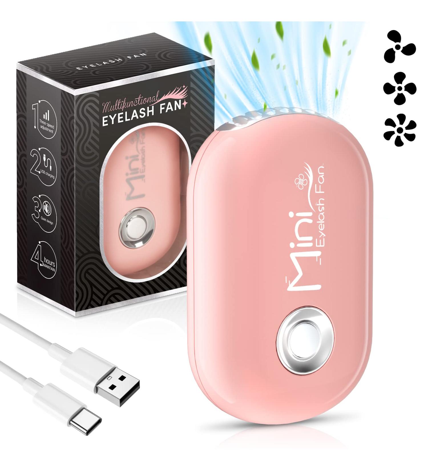 Buqikma Mini Lash Fan - Portable Eyelash Dryer Blower for Extensions | Type C Rechargeable | Pink - Buy Online on GoSupps.com