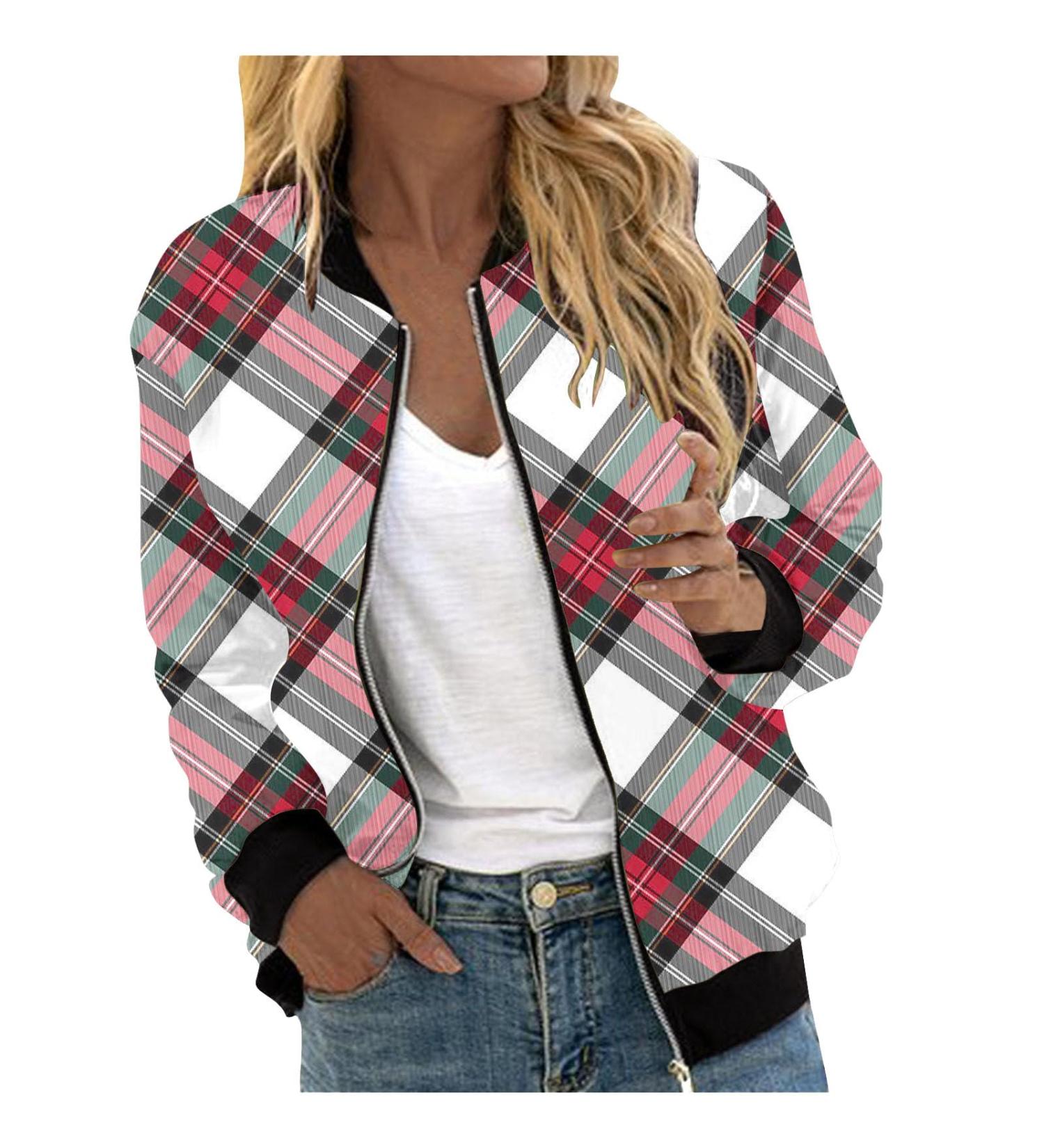 oelaio Women's Fashion Long Sleeve Zipper Print Outing Causal Coat Cardigan Red XX-Large - Buy Online on GoSupps.com