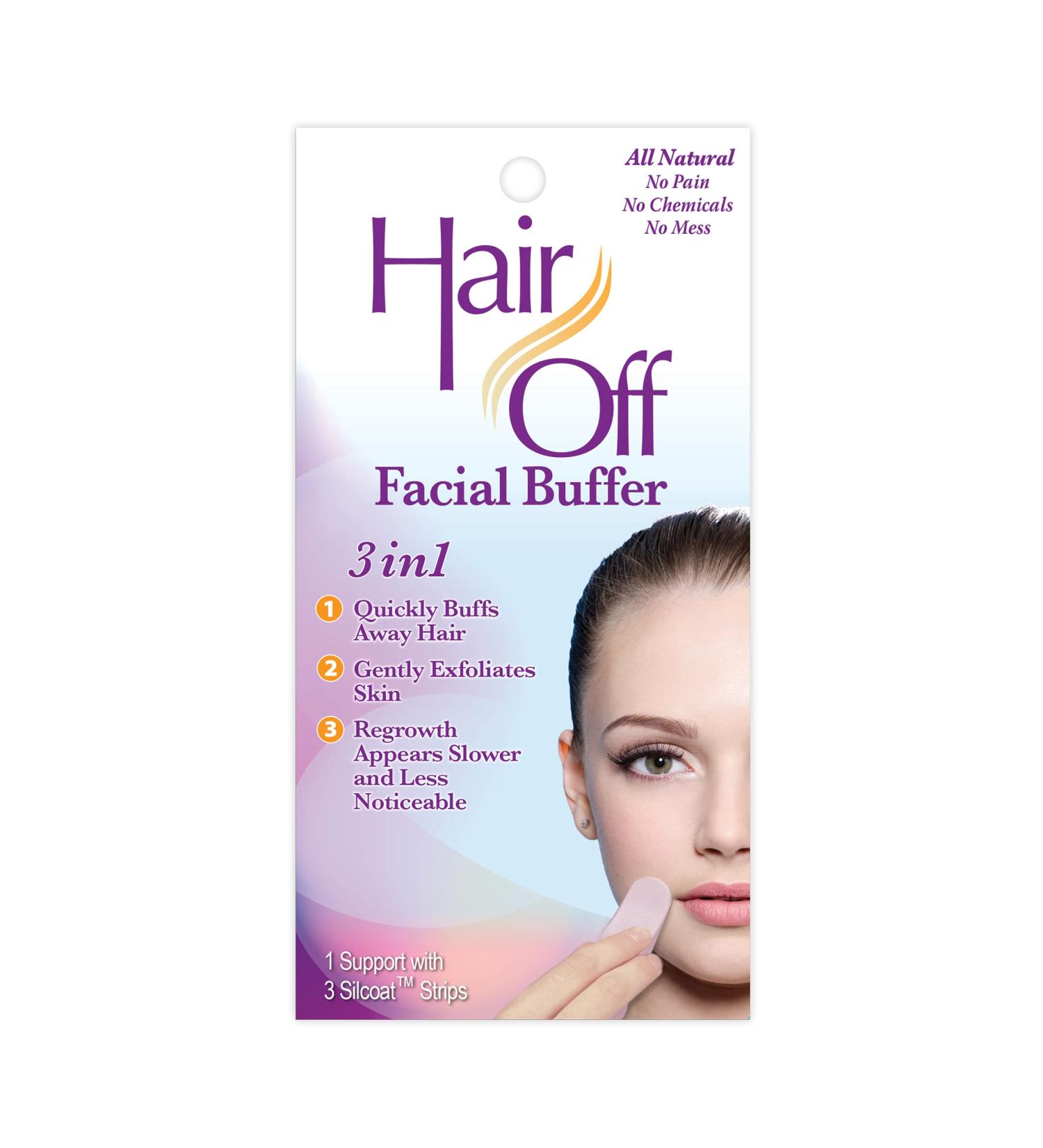 Hair Off Facial Buffer - All-Natural Pain & Chemical Free Hair Removal - Exfoliates Skin - Travel Friendly (3 Buffers) - Buy Online on GoSupps.com
