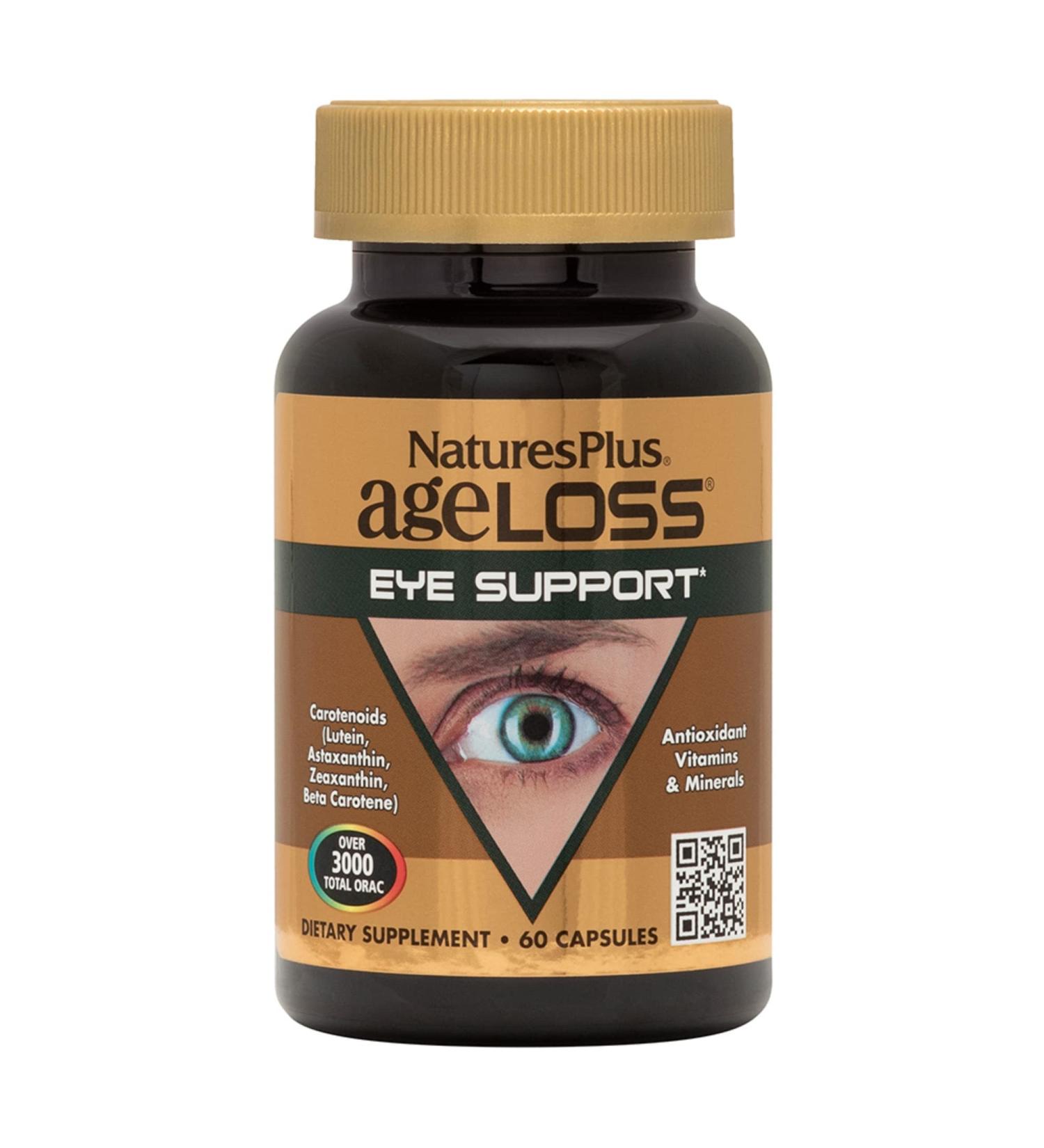 NaturesPlus AgeLoss Eye Support - 60 Capsules - with Lutein Astaxanthin & Zeaxanthin - Vegetarian Gluten Free - 30 Servings - Buy Online on GoSupps.com