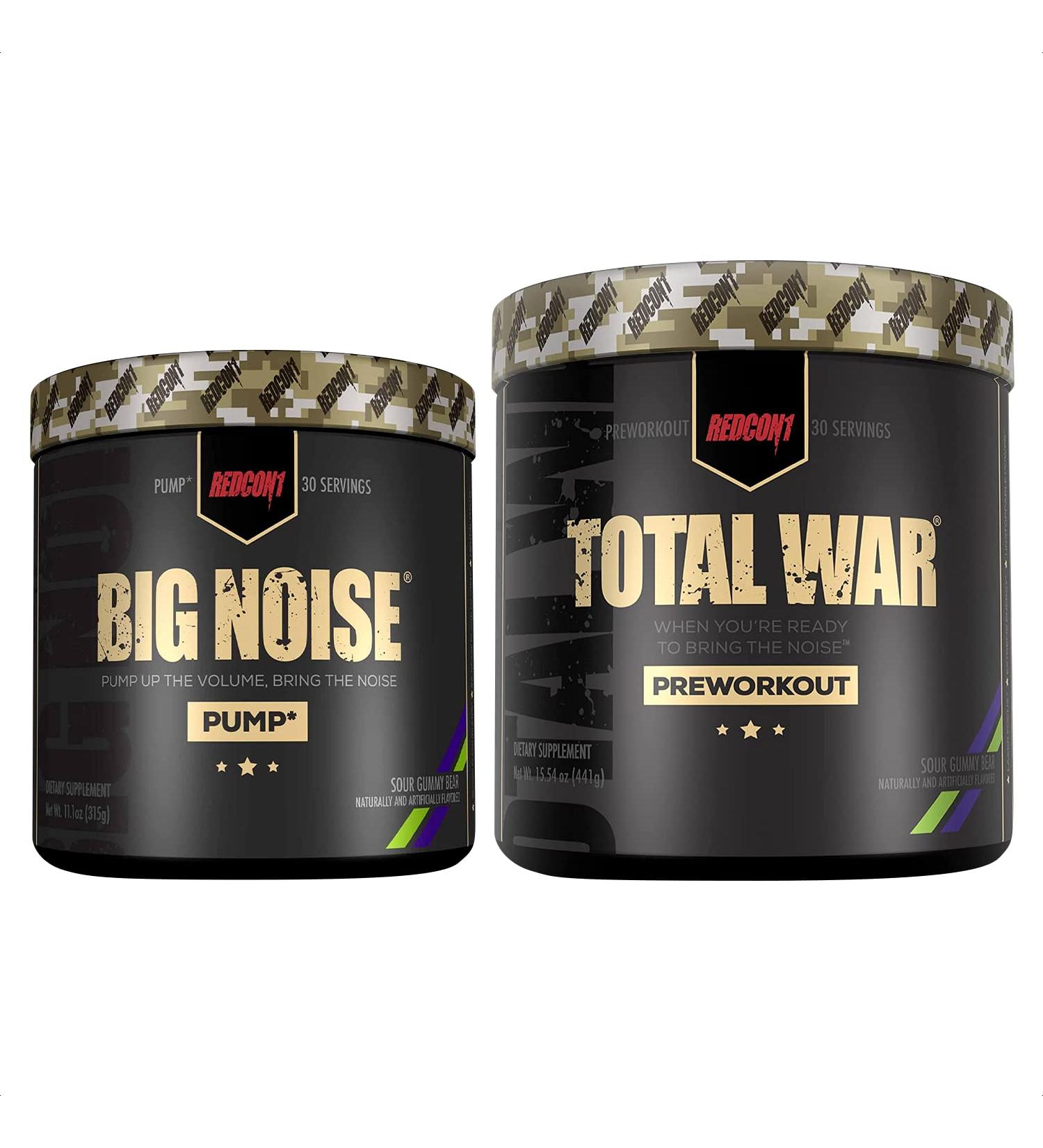 REDCON1 Total War & Big Noise Sour Gummy Bear Stack - Pre Workout Duo for Energy, Focus & Endurance - Keto Friendly (60 Servings) - Buy Online on GoSupps.com