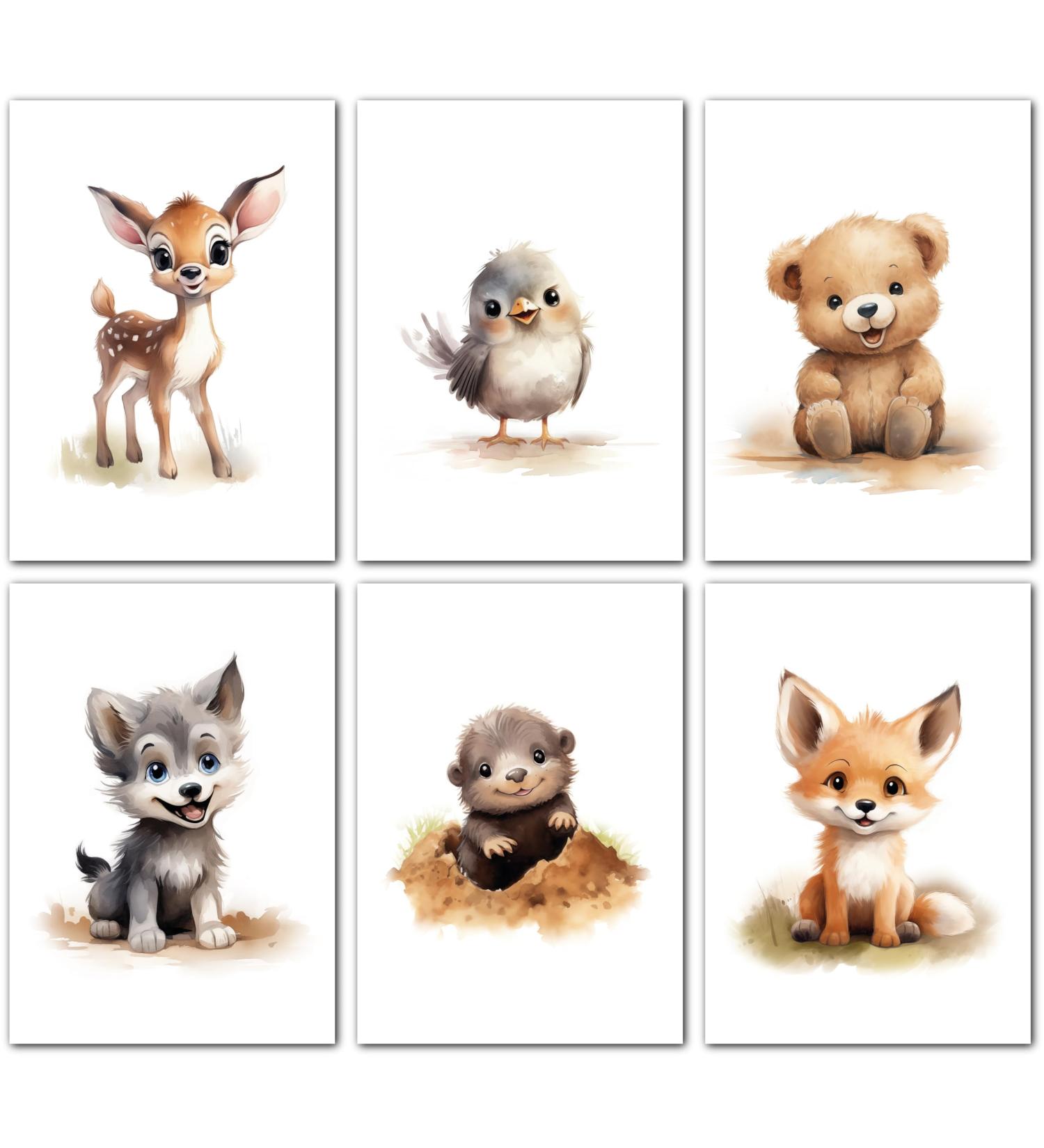 Happy Forest Animals A4 Poster - Baby Room Decoration | Childrens Room Wall Art | Murals for Young Girls - Buy Online on GoSupps.com