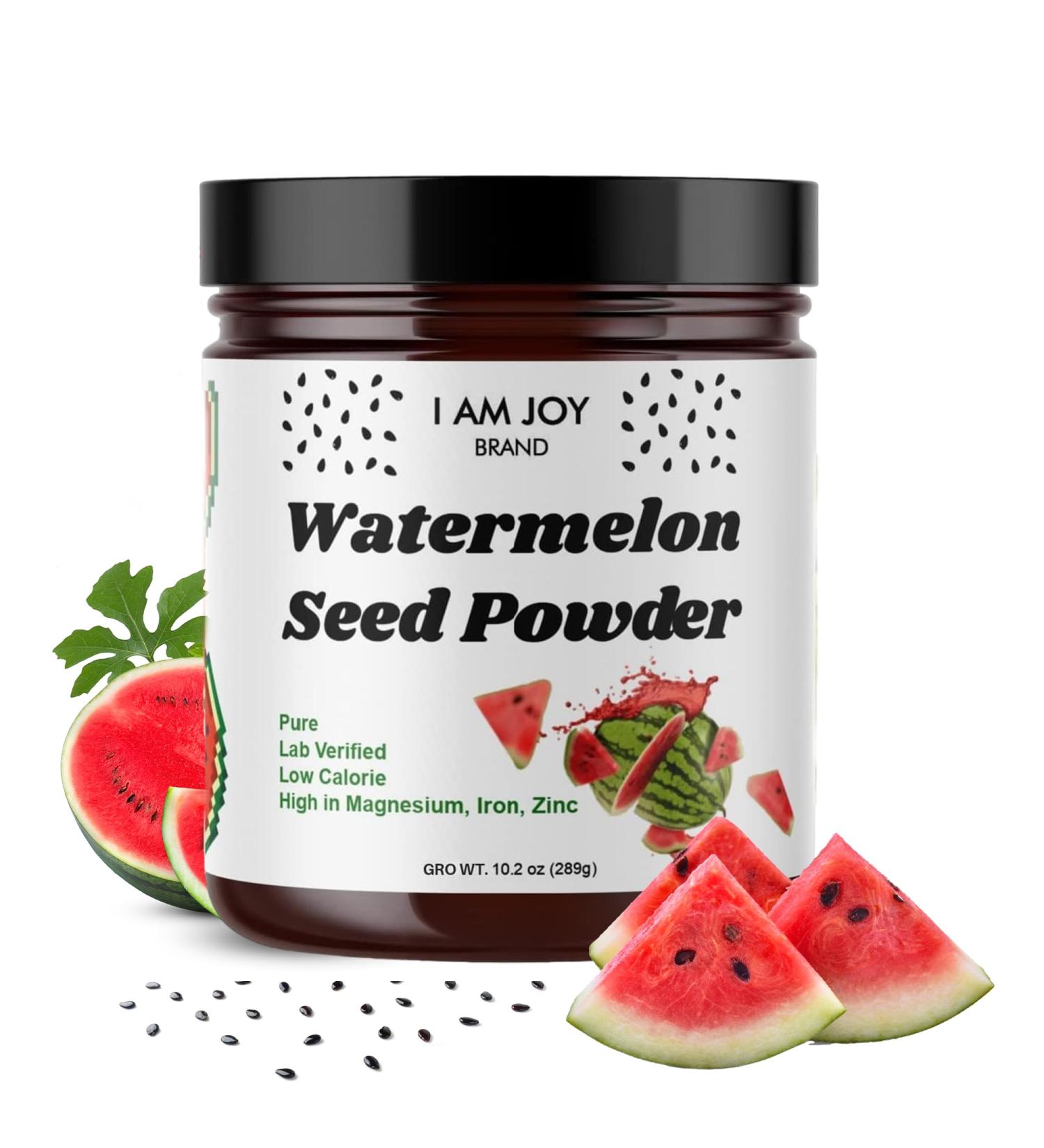 I Am Joy Co. Organic Watermelon Seed Powder - Nutrient Dense & Protein Rich | Non-GMO Eco-Friendly 10oz Glass Jar | Perfect for Tea & Smoothies - Buy Online on GoSupps.com