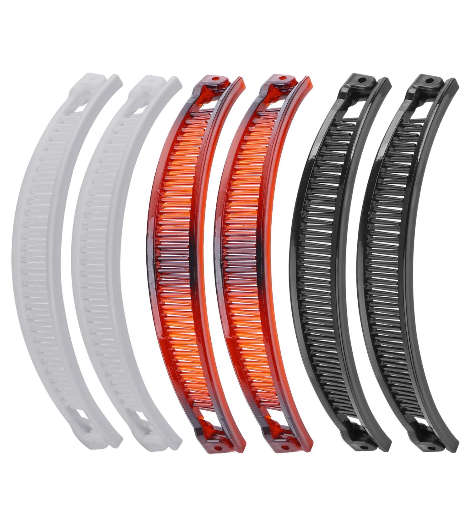 Sibba 6 Pieces Banana Hair Clip Banana Clips Grip Combs Fishtail Hair Clips Ponytail Banana Clip hair Accessory for Women Girls Style A(Black&Brown&White) - Buy Online on GoSupps.com