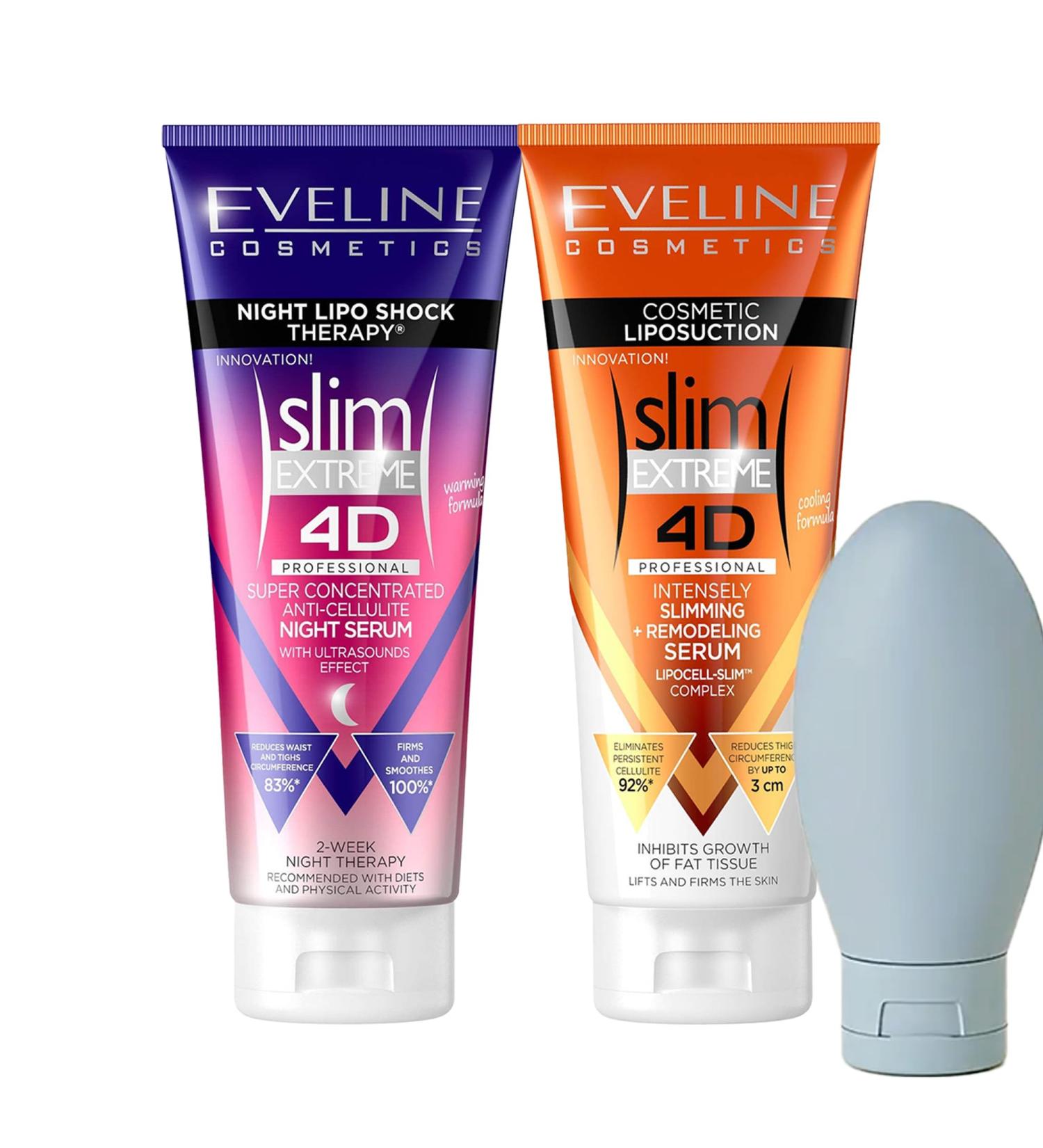 Slimming Body Cream Bundle - Eveline Cosmetics Slim Extreme 4D Duo: Scalpel Concentrated Slimming Cream Super Concentrated Cellulite Slimming Hot Cream + Free Travel Bottle - Skin Tightening Solution - Buy Online on GoSupps.com