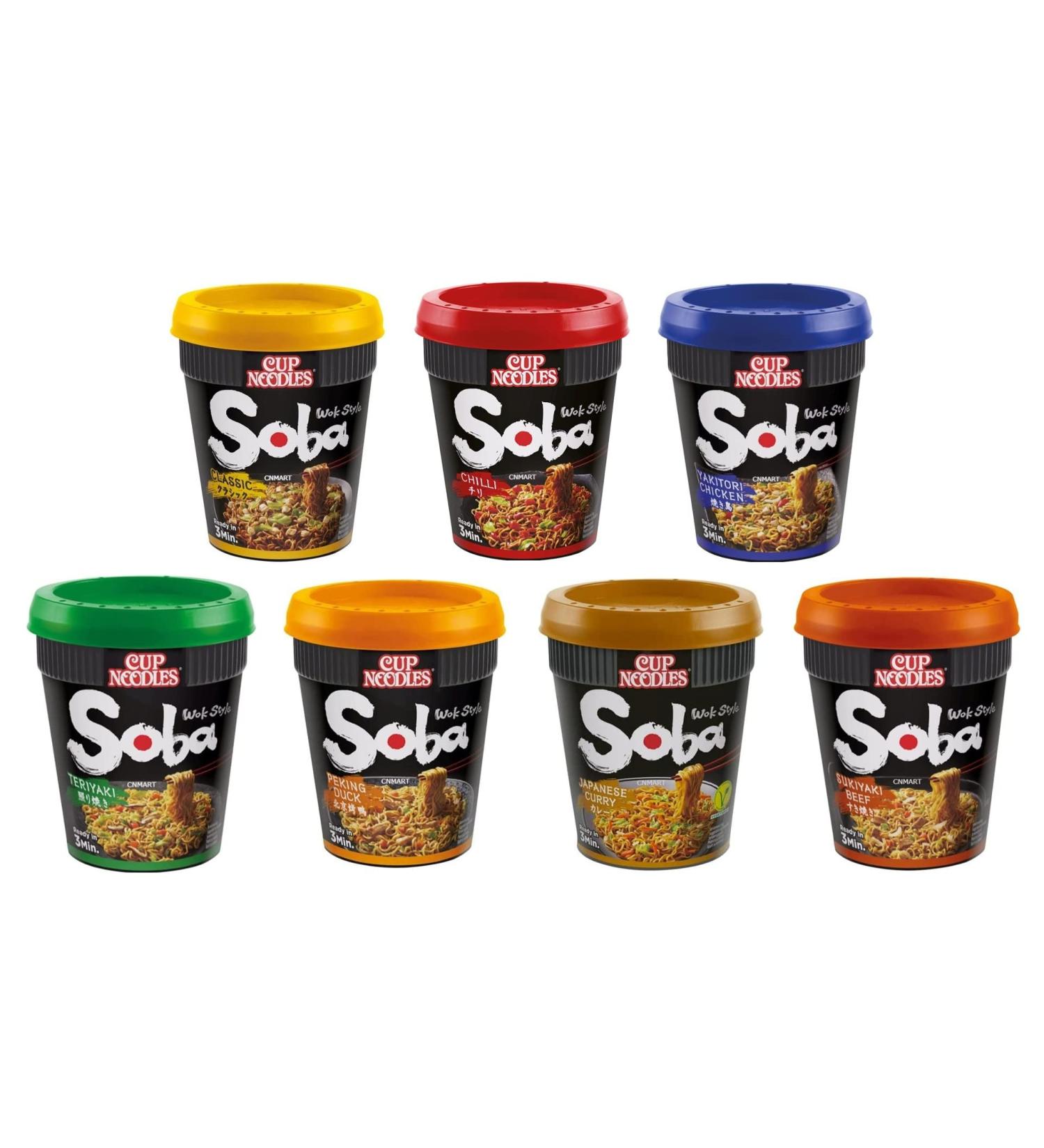 CNMART Nissin Soba Cup Mixed Assorted Flavours (12 Cups) - Buy Online on GoSupps.com