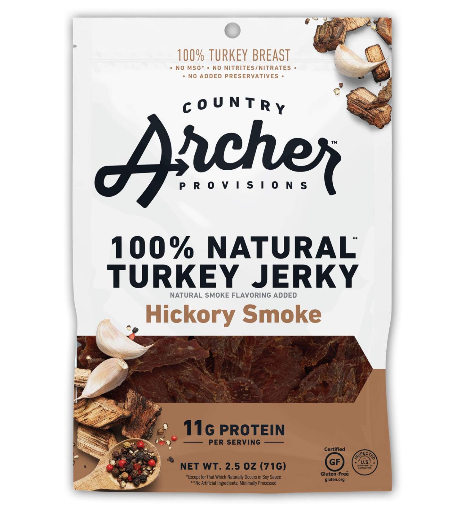 Country Archer 100% Natural Hickory Smoke Turkey Jerky - 2.5 oz - Buy Online on GoSupps.com