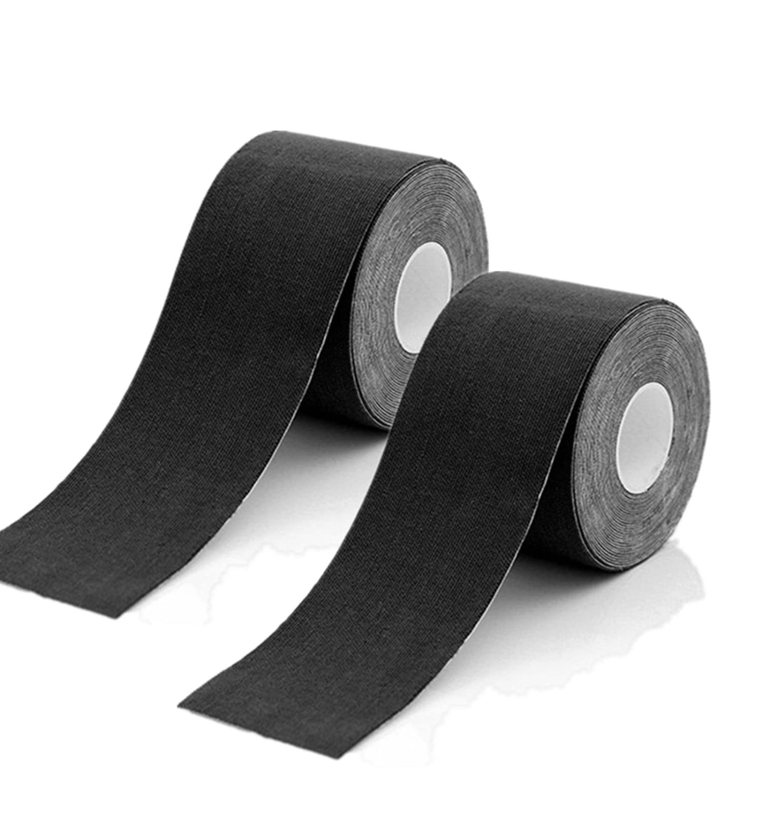 Kuou Black Kinesiology Tape 2 Rolls - 5cm x 5m Elastic Muscle Support for Exercise & Injury Recovery - Buy Online on GoSupps.com