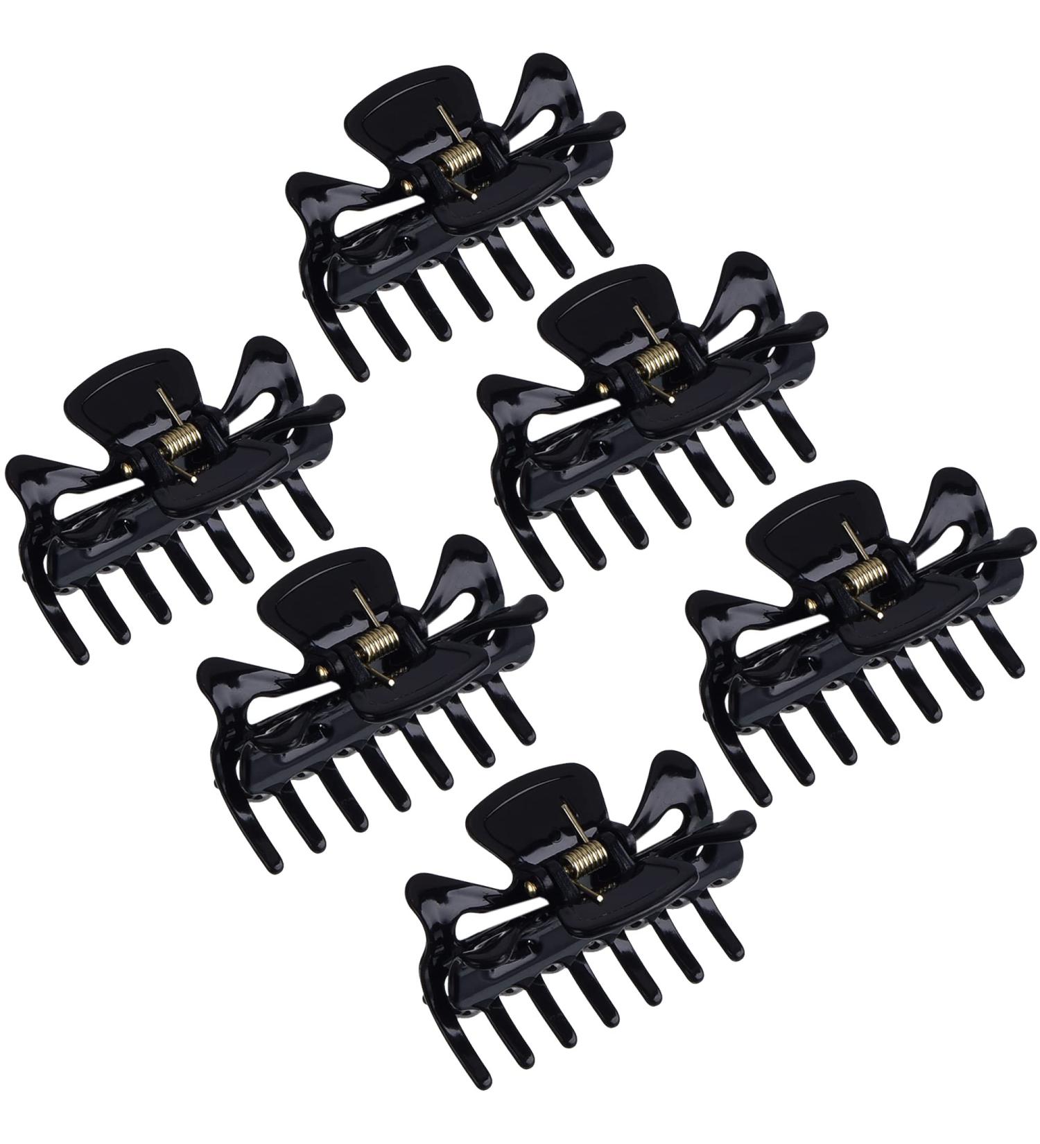 6 Piece Black Plastic Hair Claw Clips for Women - Hairpin Hair Clamps - Buy Online on GoSupps.com