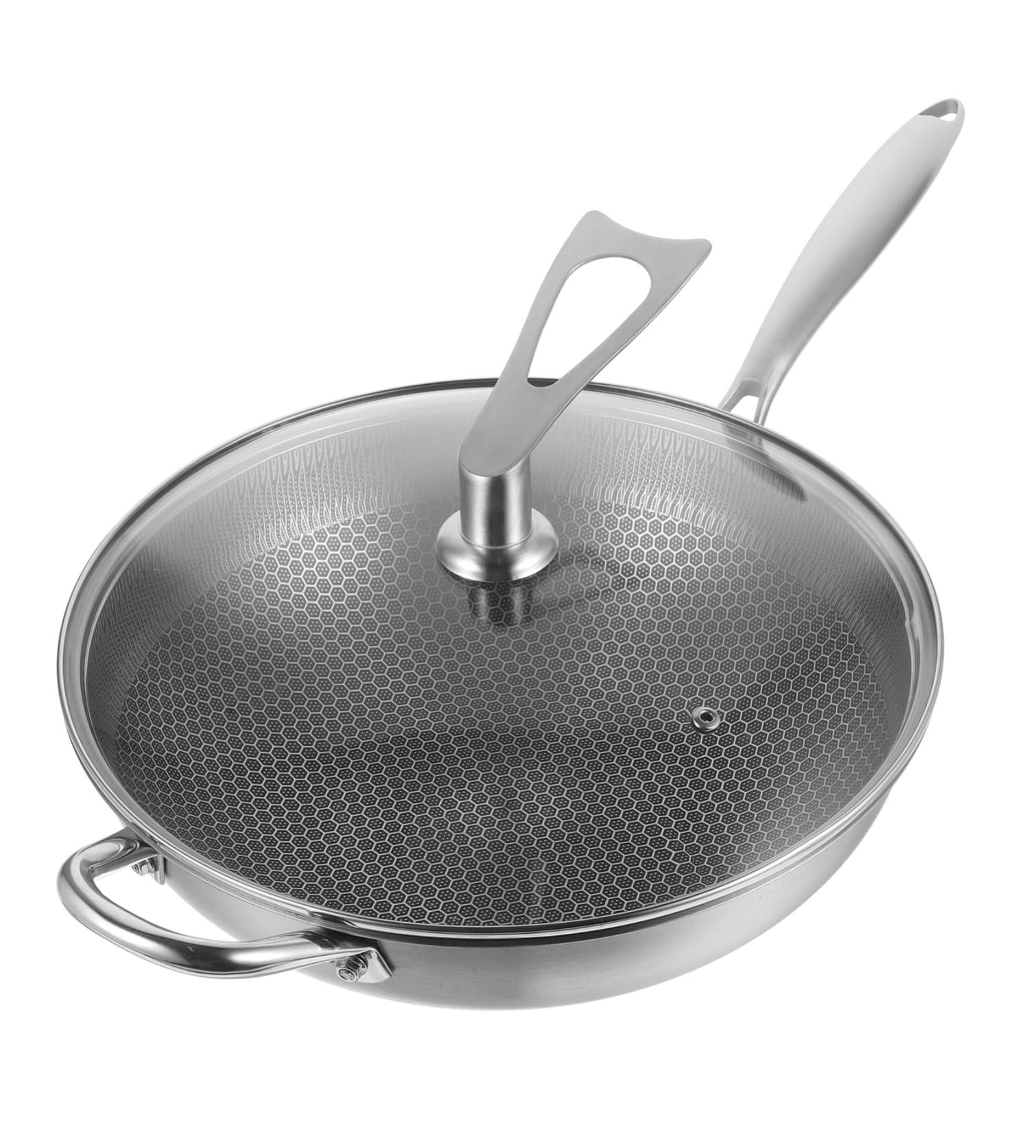 OUNONA Honeycomb Wok Non Stick Cooking Utensils Griddle Baking Pans Roasting Pan Non Stick Fry Pan Work on Induction Stove Wok Non Stick Wok Stainless Steel Handle Chinese Style - Buy Online on GoSupps.com