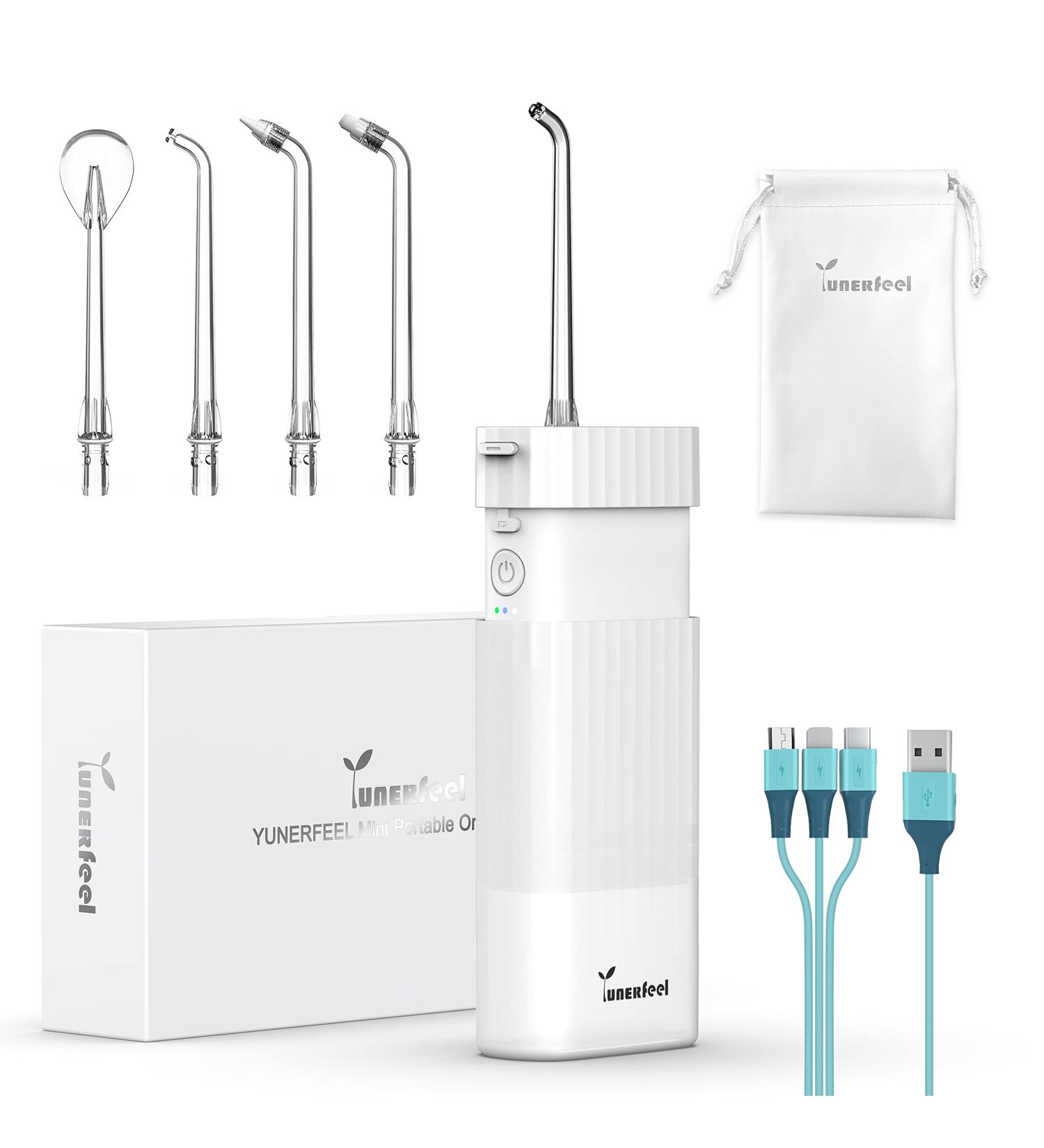 Dental Water Flosser - Portable Oral Irrigator with 5 Jet Tips, 3 Modes, IPX8 Waterproof - Teeth Cleaner for Braces, Bridges, Tooth Care - Telescopic Water Tank - Home & Travel (White) - Buy Online on GoSupps.com
