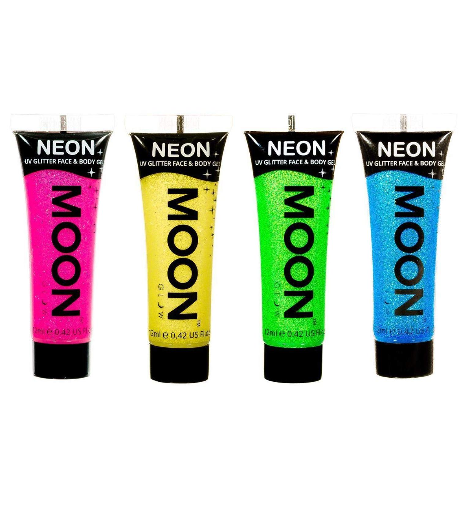 B-Creative Set of 4 UV glitter face and body paints 12 ml