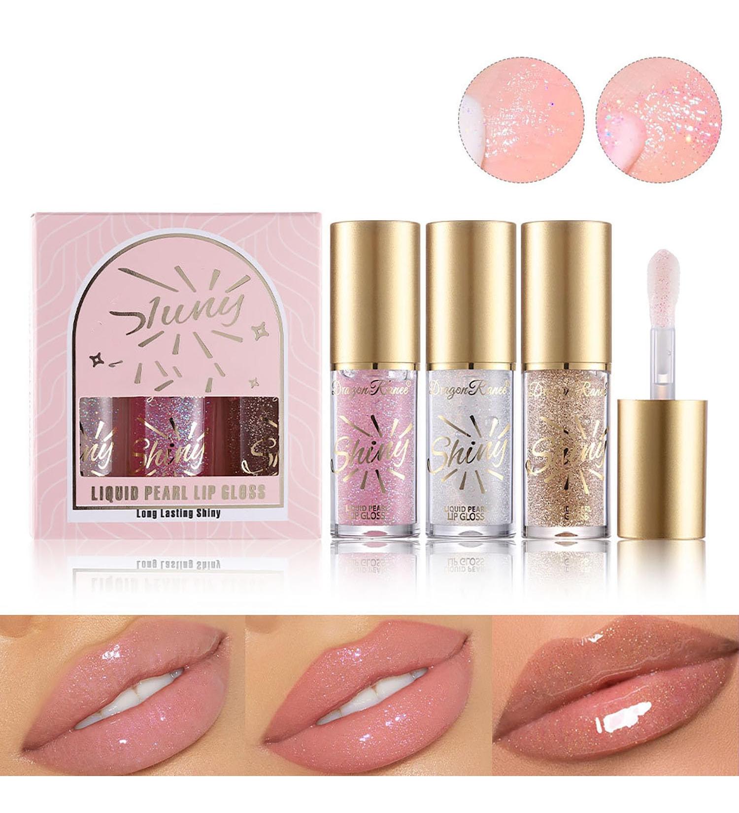 3 PCS Glitter Lip Gloss Set - Hydrating Shine Primer Lip Tint & Long Lasting Lip Oil - Shimmery Lightweight Sheer Care - Ideal Makeup Gift - Buy Online on GoSupps.com