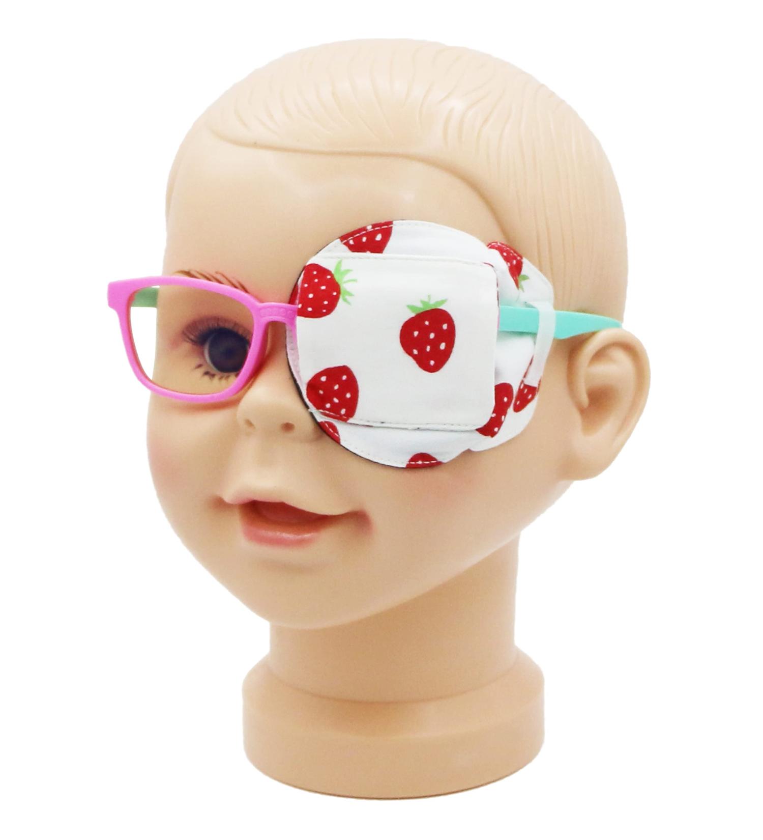 3D Cotton & Silk Eye Patch for Kids - Medical Eye Patch for Lazy Eye (Strawberry Left Eye) | Girls Eye Patch for Glasses - Buy Online on GoSupps.com