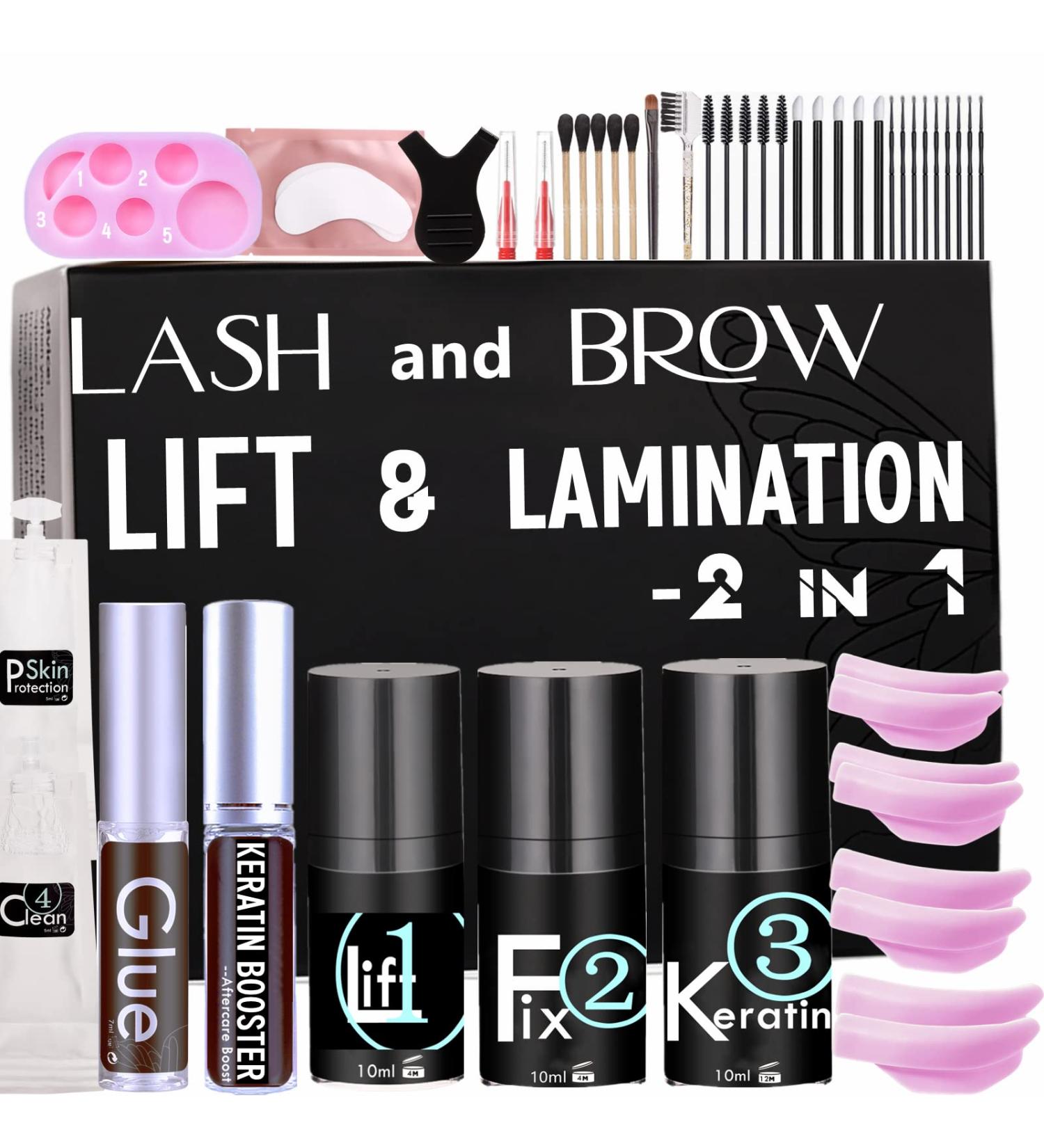 Lash Lift Brow Lamination Kit - DIY Eyelash & Eyebrow Perming at Home or Salon - 6 Weeks of Voluminous Eyes - 15 Applications - 10ml Airless Pump - Buy Online on GoSupps.com