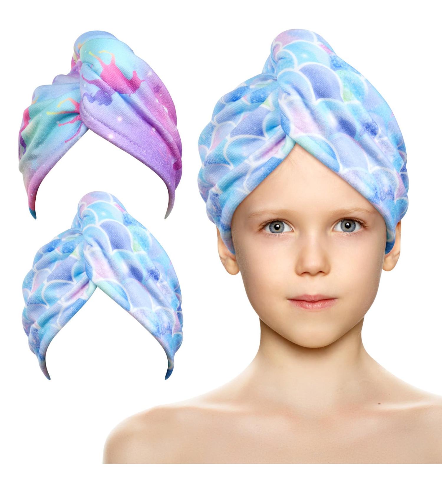 Uraqt Haarurban Towel - Quick-Drying Microfiber Hair Turbans (2 Pack) for Women & Girls - Perfect for All Hair Types (Blue + Yellow) - Buy Online on GoSupps.com
