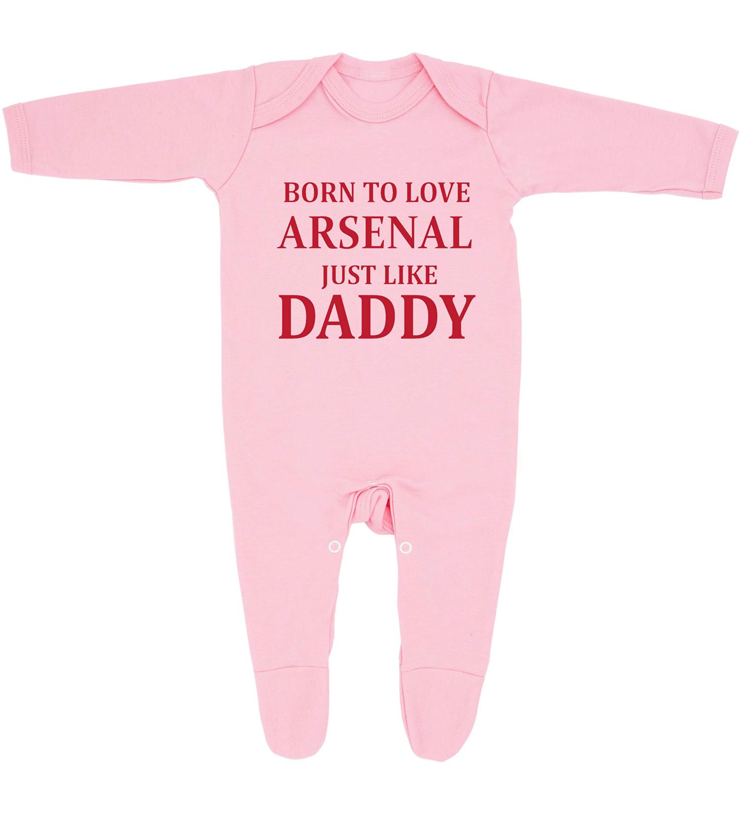 Born To Love Arsenal Just Like Daddy Sleepsuit | 100% Cotton | 3-6 Months | UK Designed & Printed | Pink - Buy Online on GoSupps.com