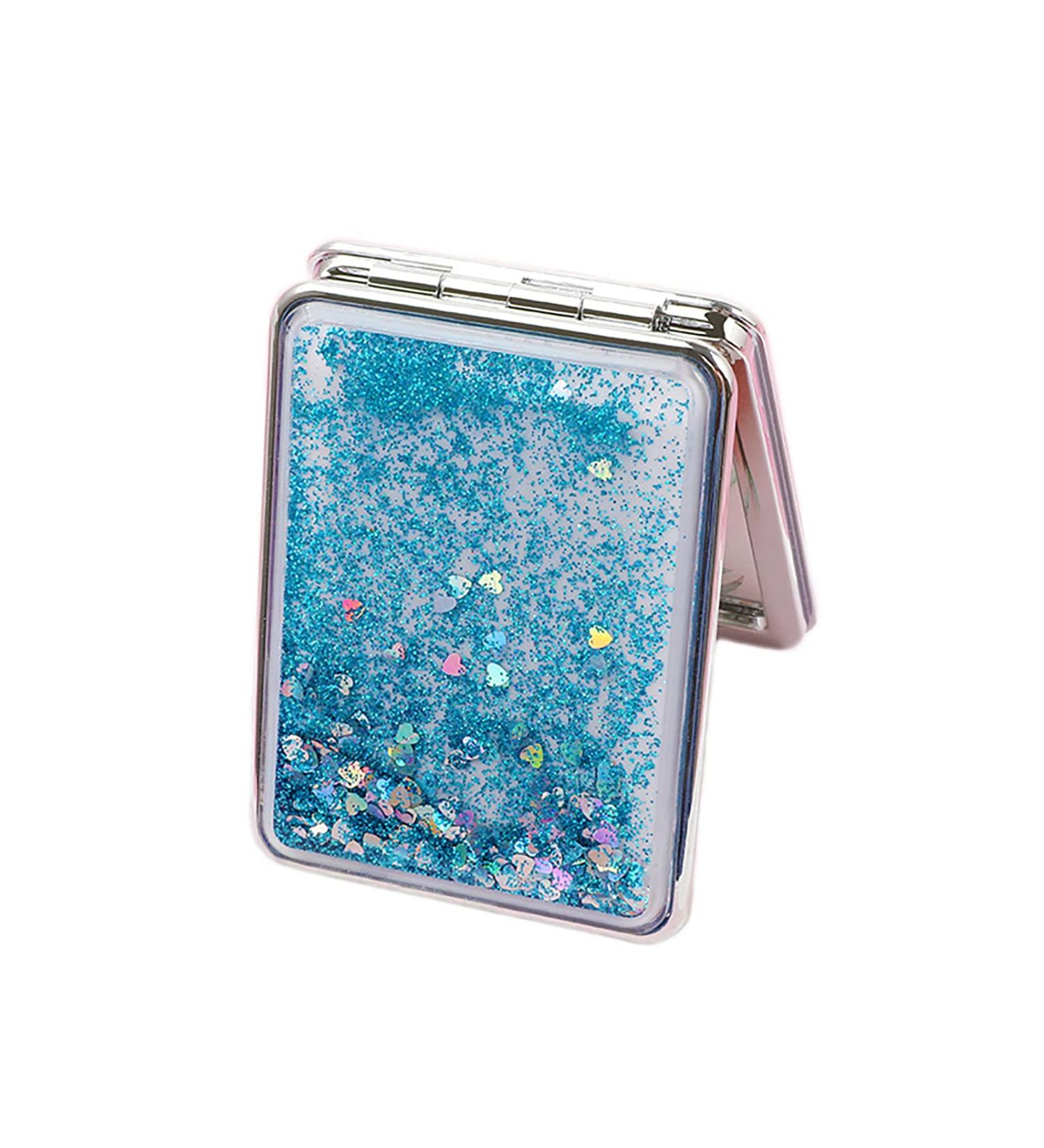 HSYHERE Creative Quicksand Double-Sided Portable Makeup Mirror - Square-Blue - Buy Online on GoSupps.com