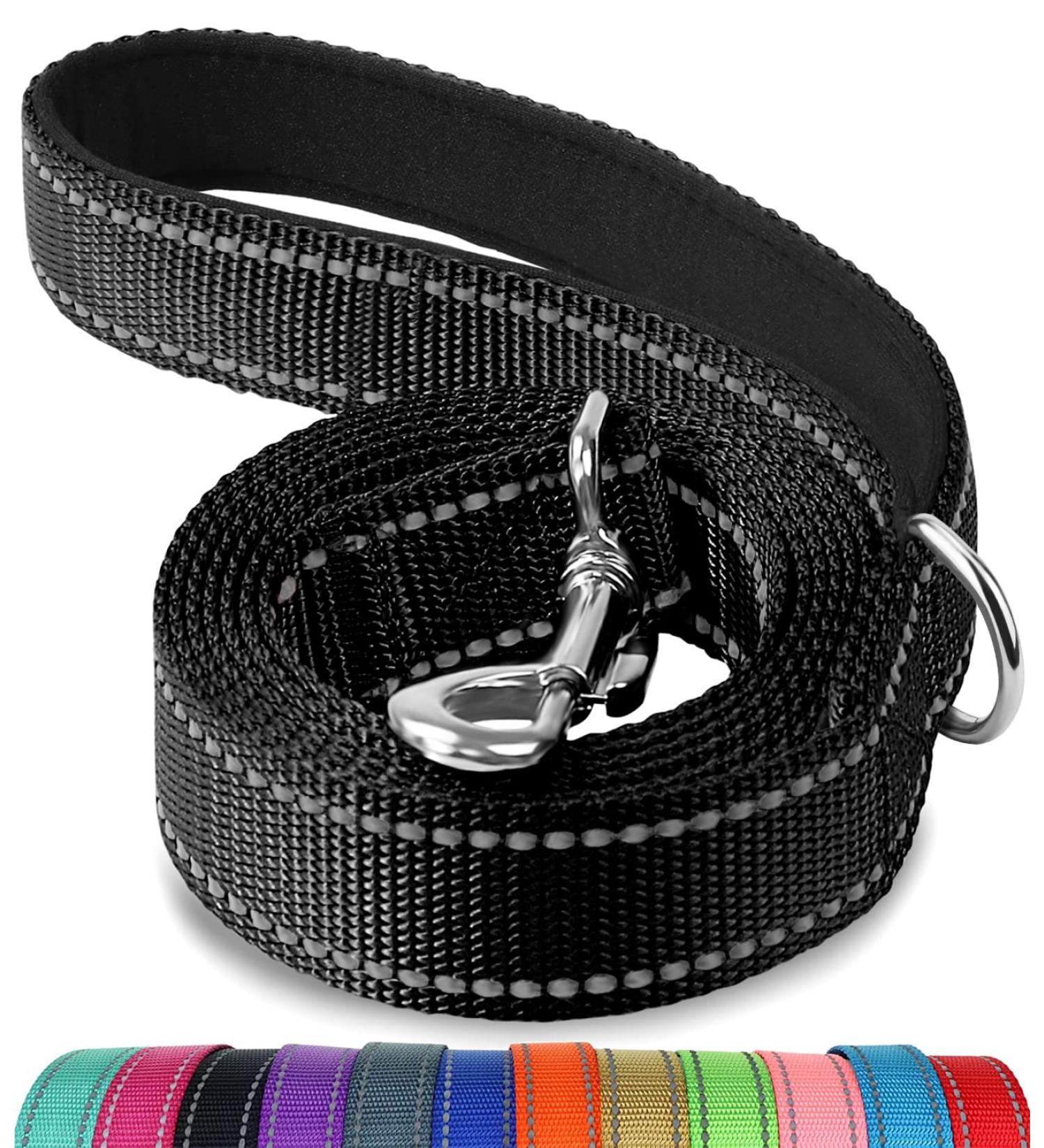 Joytale Reflective Dog Leash - Padded Handle Nylon Leash for Walking & Training - 6FT/5FT/4FT - For Large, Medium, Small Dogs - Black - Buy Online on GoSupps.com