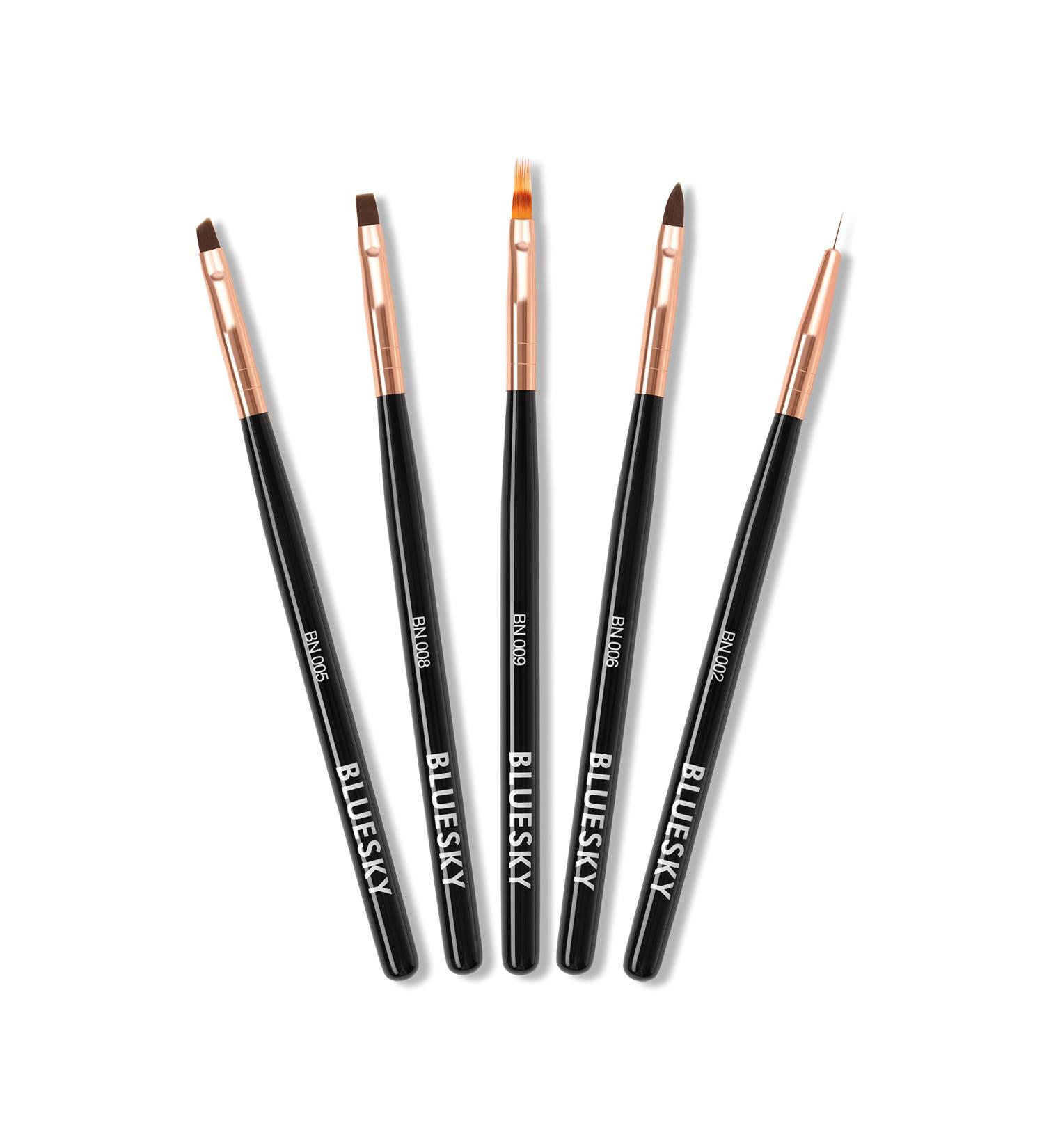 Bluesky 5-Part Gel Nail Art Brush Set - Fine Lace Angled & Tapered Brushes for Perfect Gel Manicure & Pedicure | International Shipping Available - Buy Online on GoSupps.com