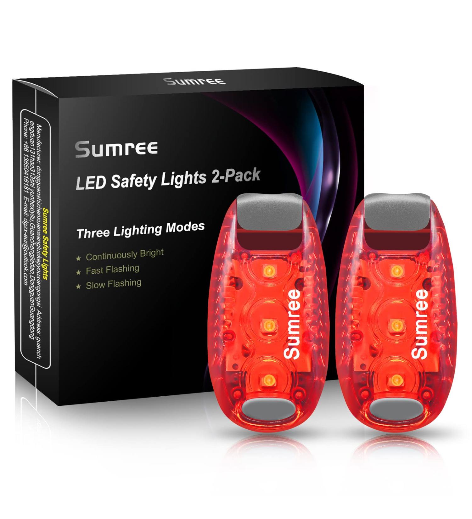 Sumree LED Flashing Light Set - Safety Clip Lights for Schoolbags Strollers & Pets - Red LED Lights for Children Dogs and Joggers - Buy Online on GoSupps.com