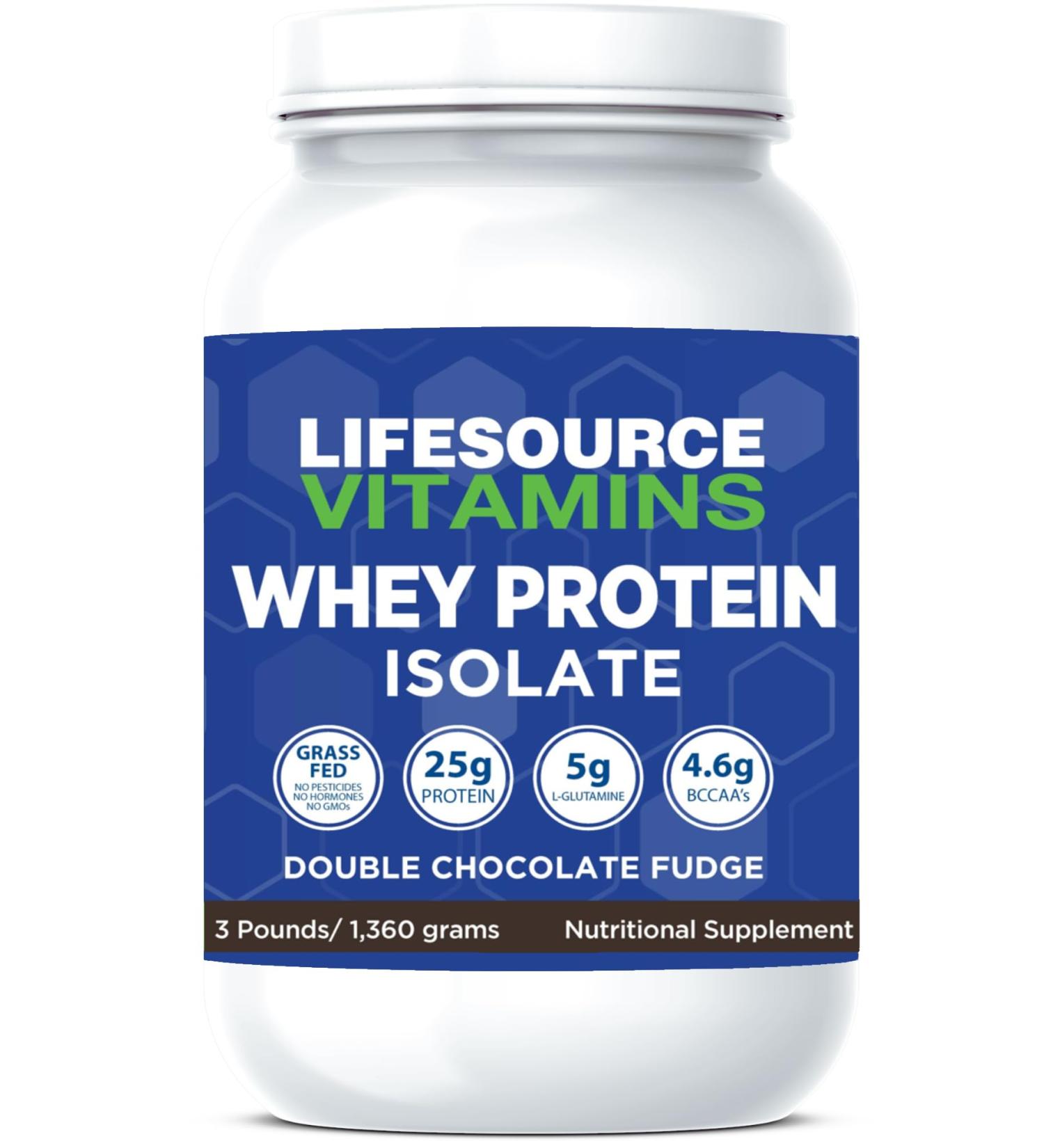 LifeSource Vitamins 3 lb - US Dairy Cows Grass Fed Whey Protein Isolate - Double Chocolate Fudge sweetened w/Stevia - 3 lb Powder - Buy Online on GoSupps.com