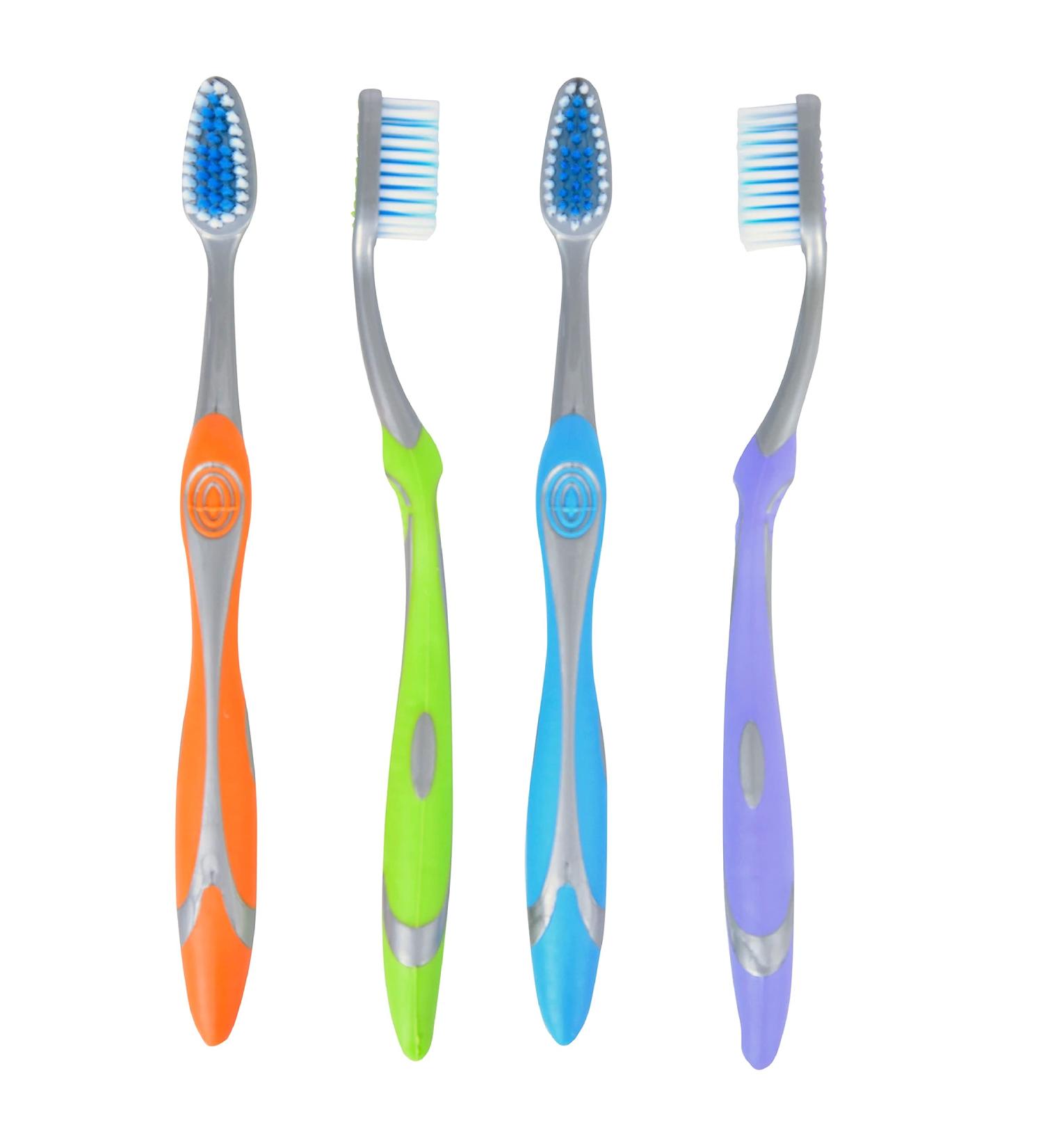 BioSwiss Pack of 4 Soft Bristle Toothbrushes with Rubber Grip | Tongue and Cheek Cleanser | Deep Cleaning for Teeth and Gums | Value Pack - Buy Online on GoSupps.com