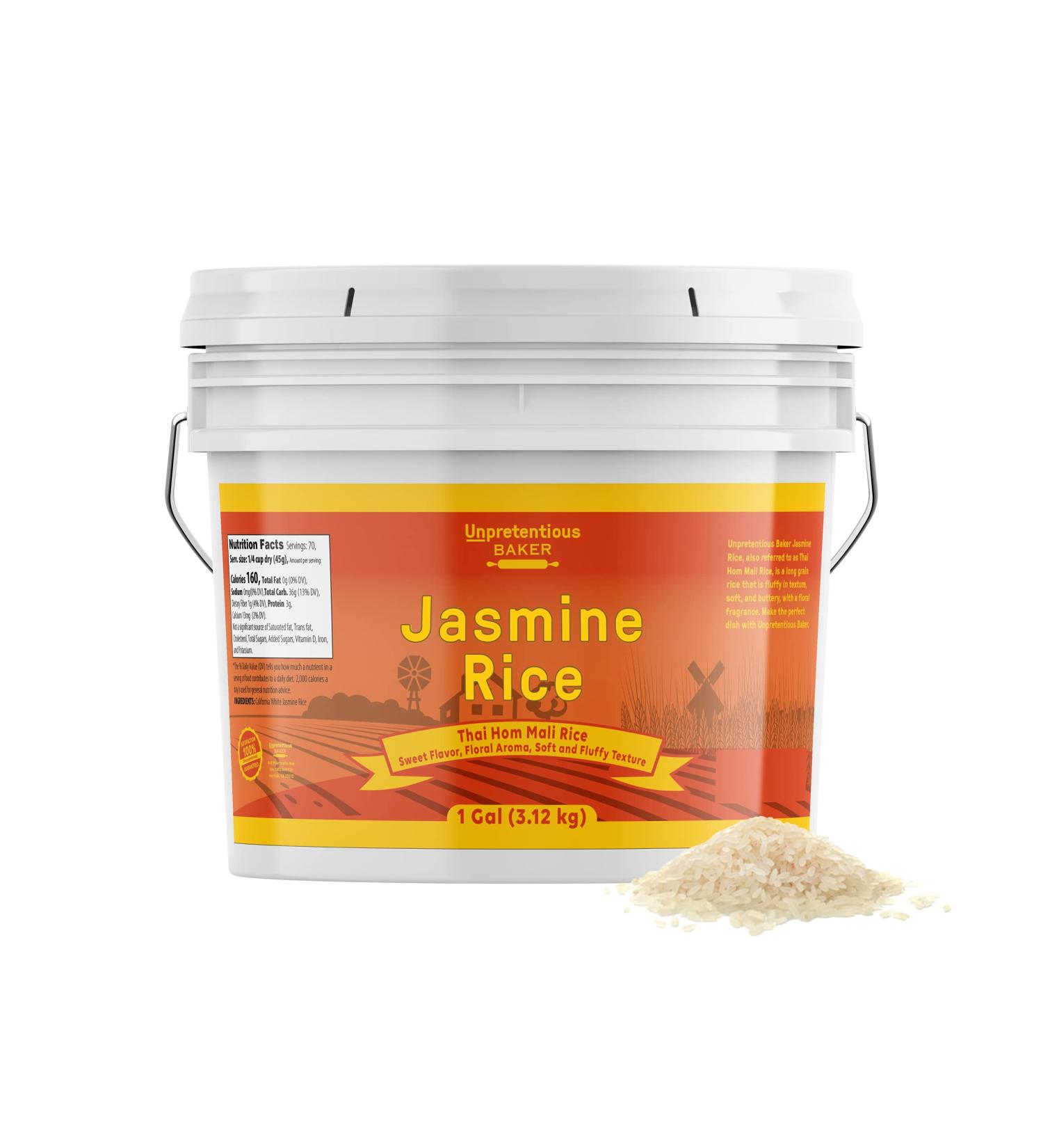 Unpretentious Baker Jasmine Rice - 1 Gallon California Grown Thai Hom Mali Rice - Non-GMO - 154 Fl Oz - Buy Online on GoSupps.com