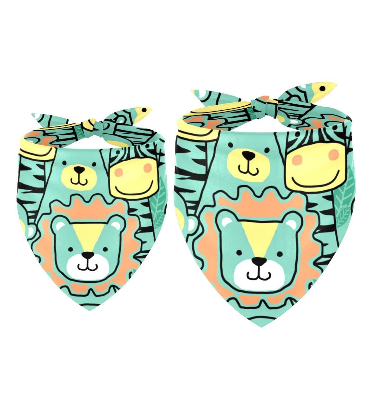 Shop Triangular Cloth Bibs for Dogs & Cats - Multicolored Set of 2 - Dog Hollow Lion Zebra Tiger Designs - Perfect for Small Medium & Large Pets - Buy Online on GoSupps.com