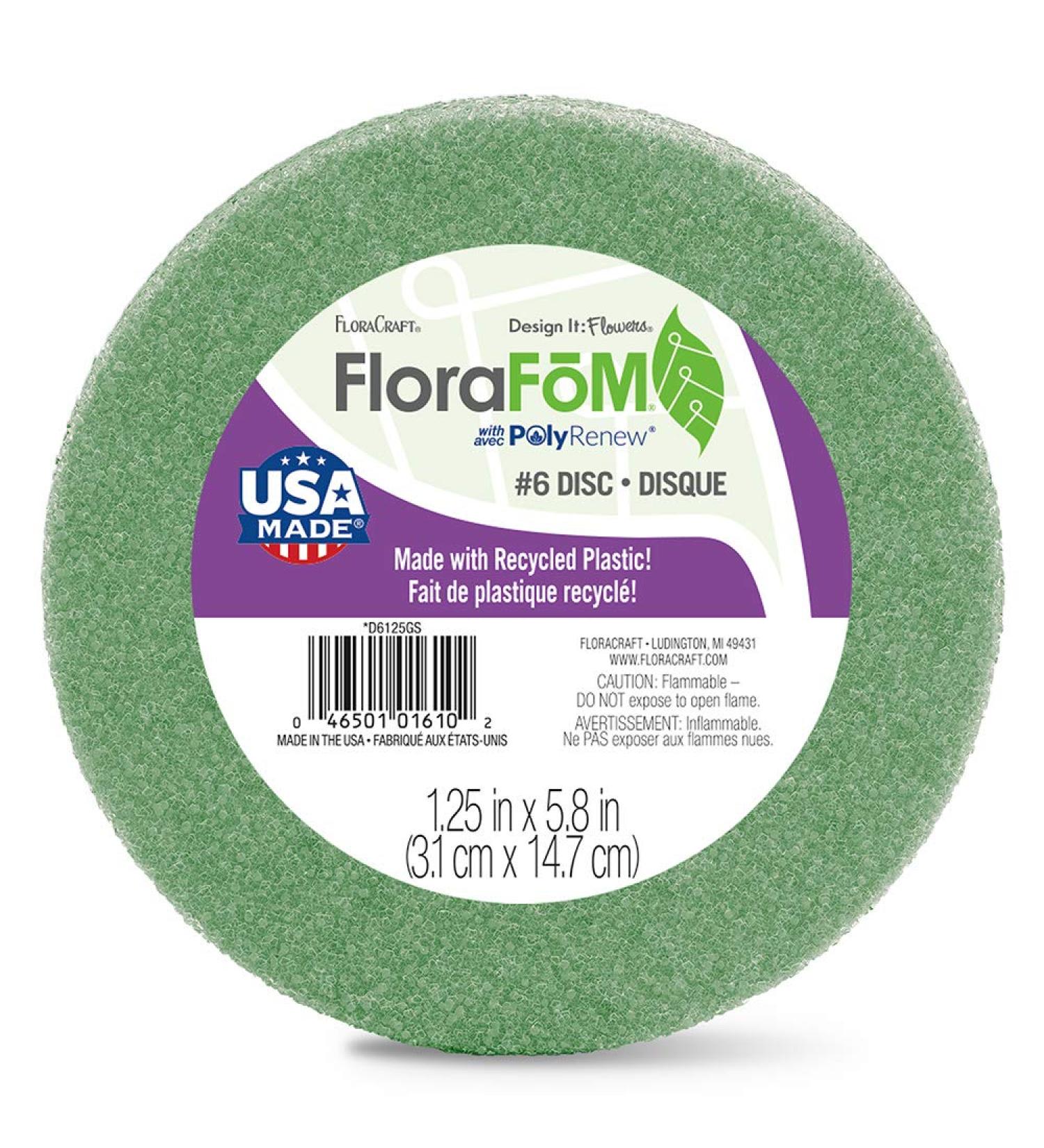 FloraCraft FloraFM Disc 1.25 x 5.8 Green - Pack of 6 Styrofoam Discs - Buy Online on GoSupps.com