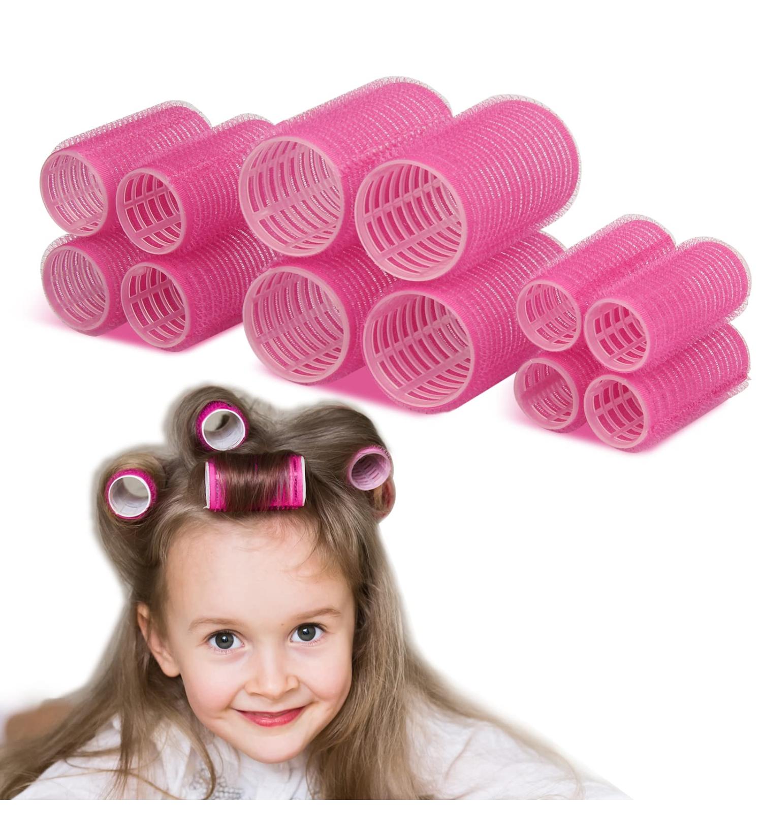 12Pcs Small Hair Rollers for Short Hair - Self Grip Curlers for Fine Thin Hair - No Heat 3 Sizes - Rose Red (12 Piece Set) - Buy Online on GoSupps.com