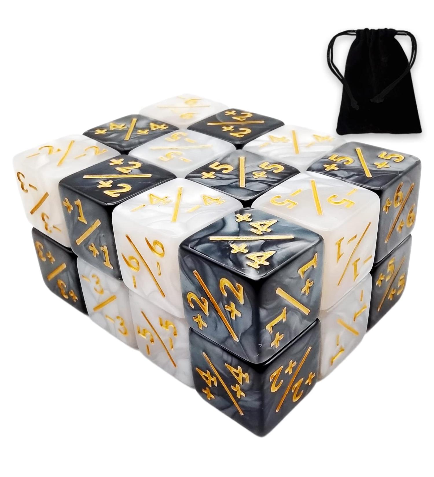 MTG Dice Counters Token Set - 24 Marble D6 Dice with Bag for MTG CCG Card Gaming - Buy Online on GoSupps.com